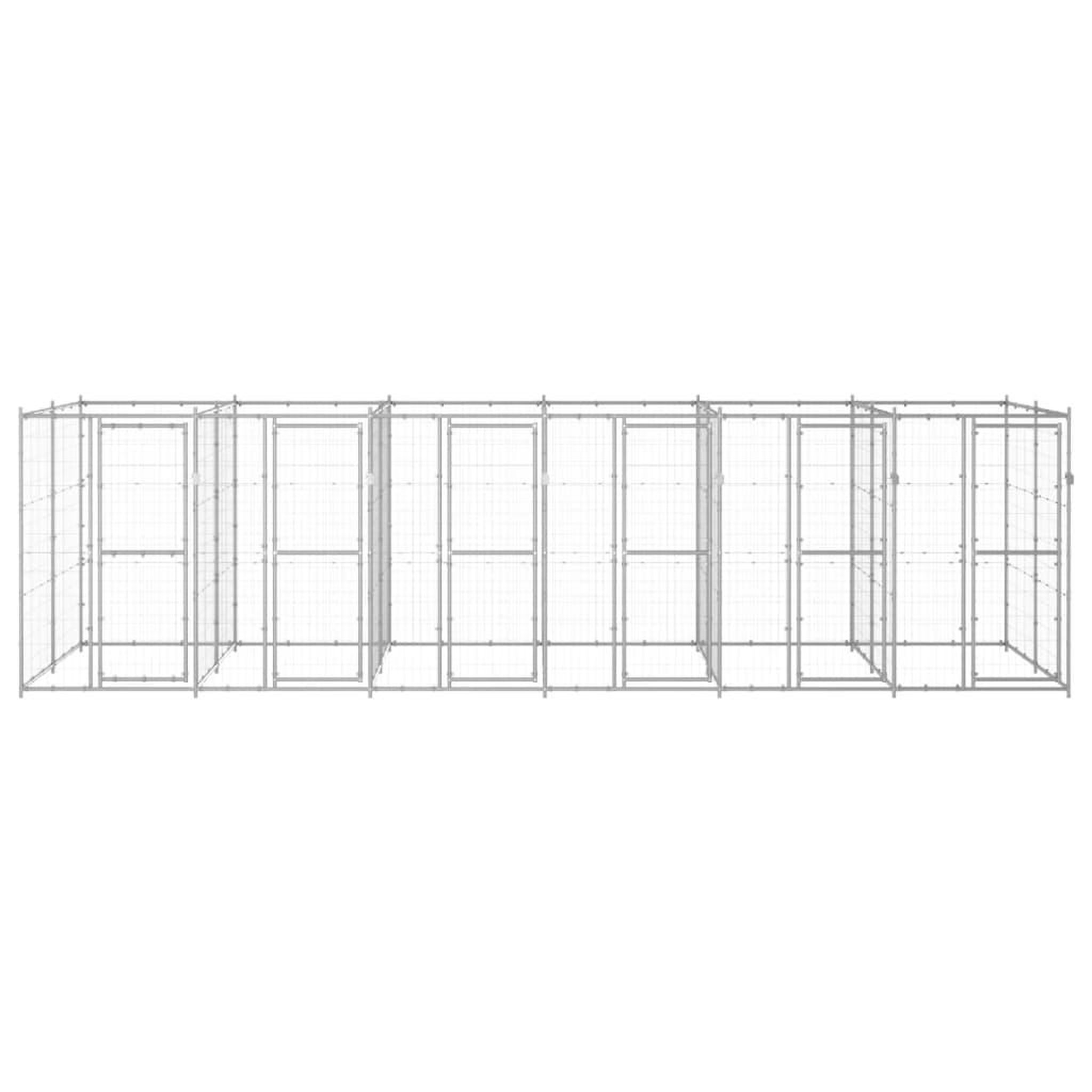 Voir la diapositive 2 : VIDAXL Chenil exterieur Acier galvanise 14,52 m²