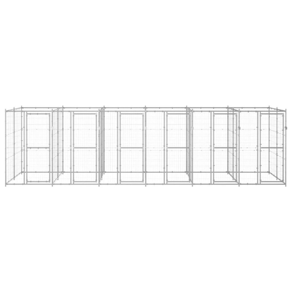 VIDAXL Chenil exterieur Acier galvanise 14,52 m²