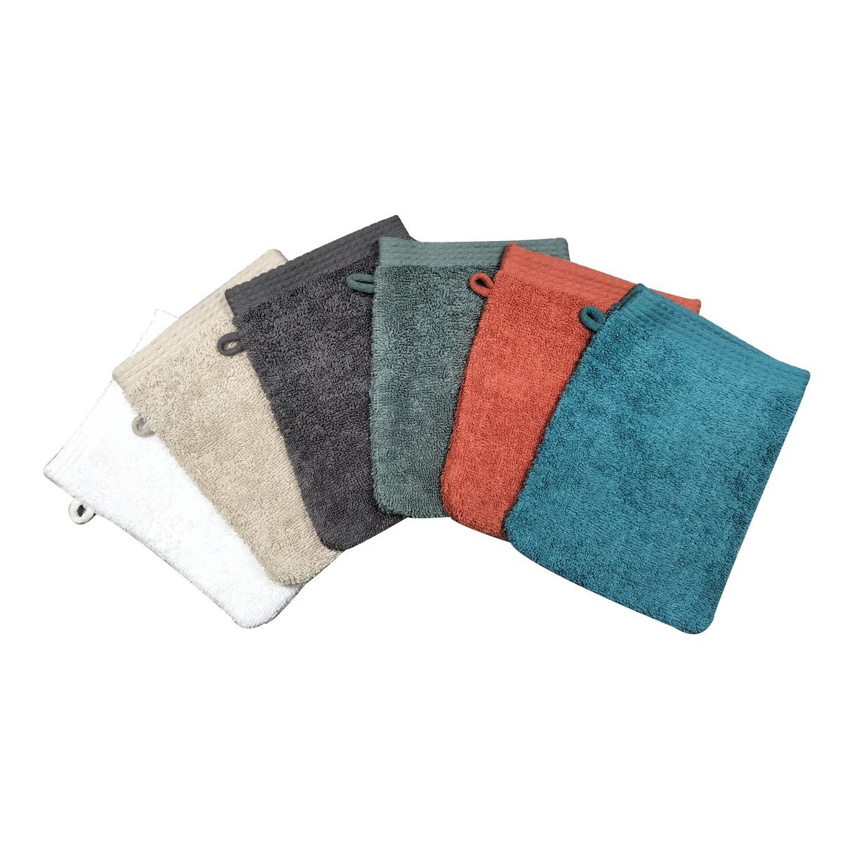 ACTUEL Lot de 2 gants de toilette unis en coton bio organique 540 gr/m2