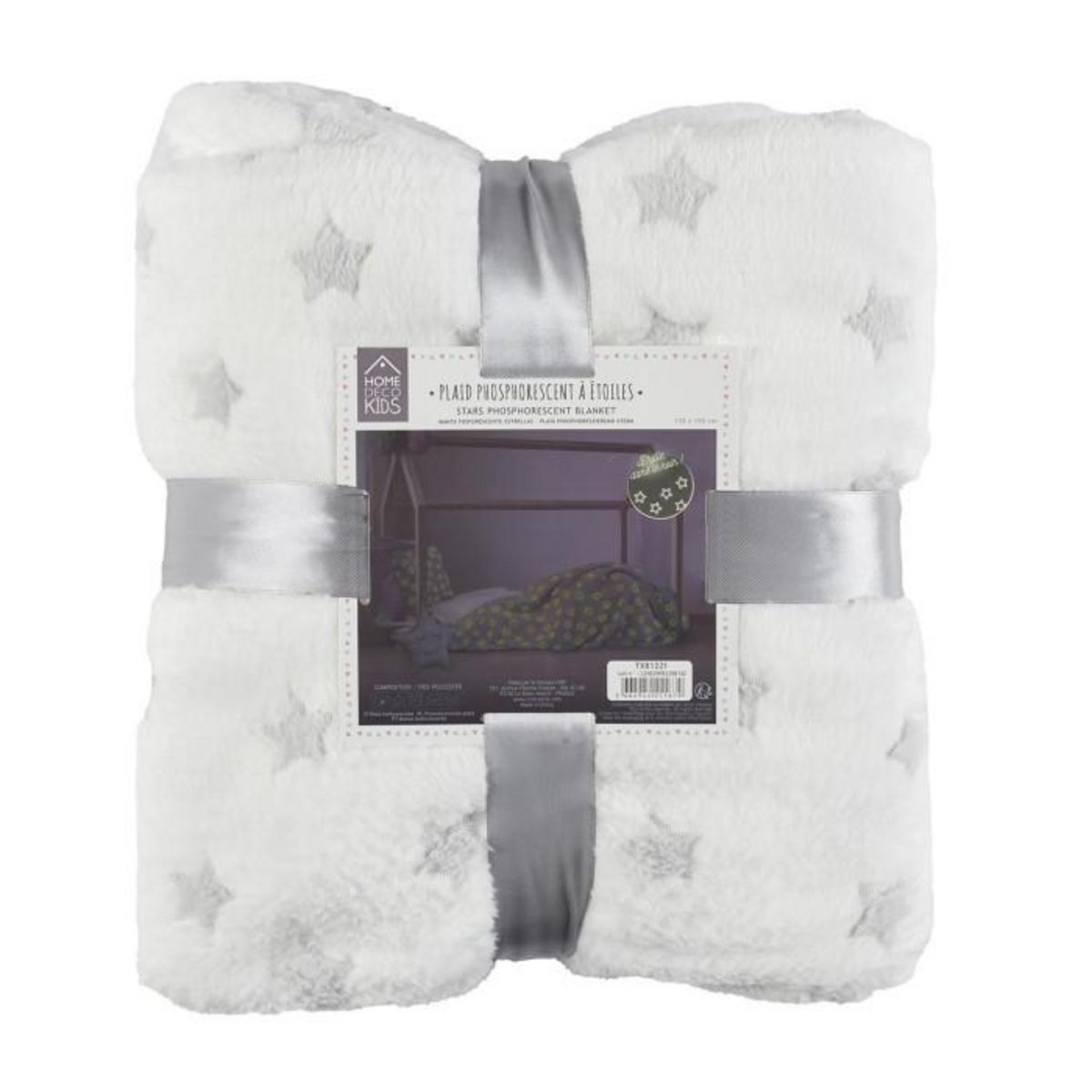 Paris Prix Plaid Phosphorescent Enfant  Étoiles  120x150cm Blanc