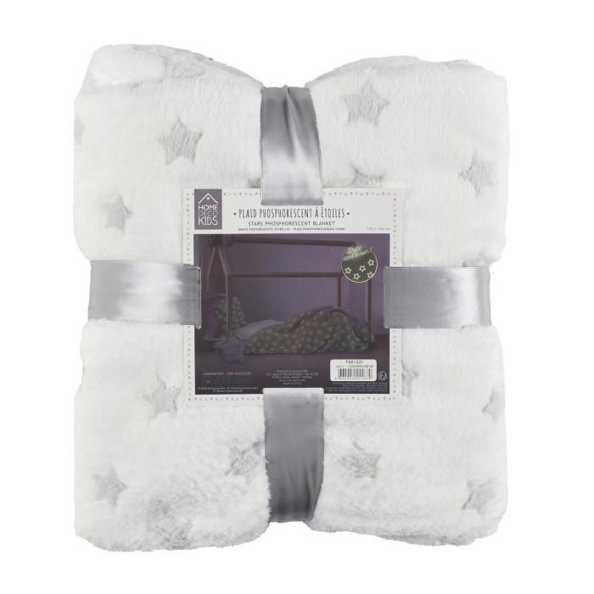 Paris Prix Plaid Phosphorescent Enfant  Étoiles  120x150cm Blanc
