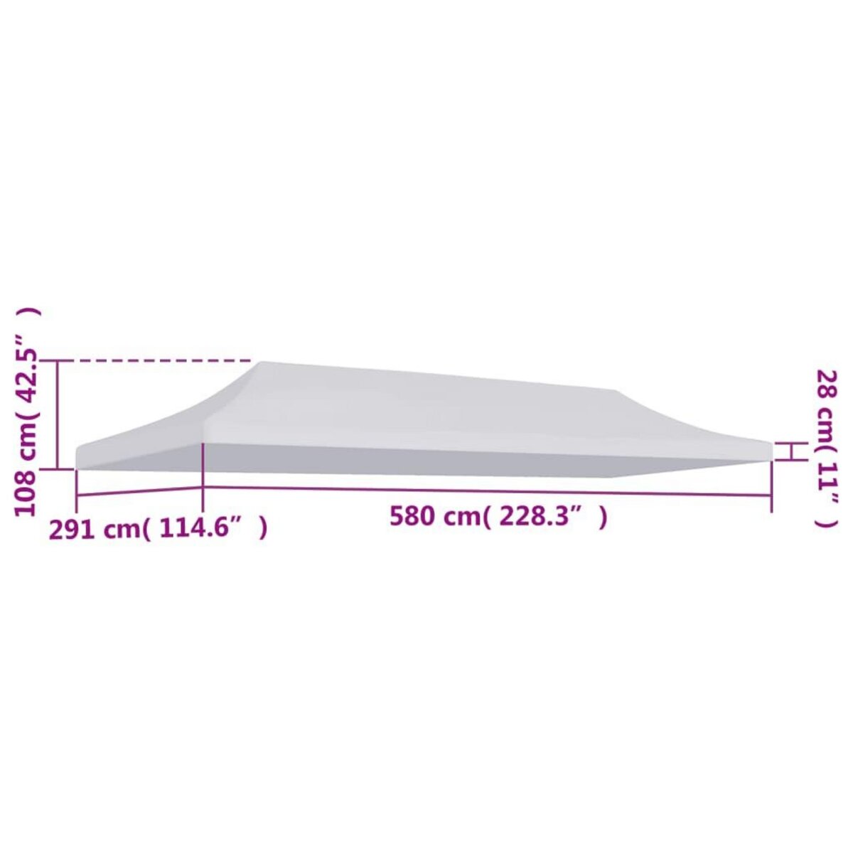 VIDAXL Toit de tente de reception 3 x 6 m Blanc