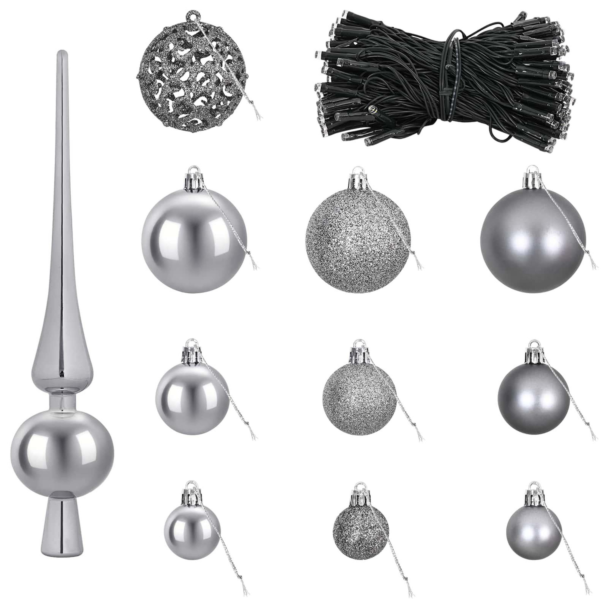 Voir la diapositive 6 : VIDAXL Ensemble de Boules de Noël 61 pc Gris Diam. 6 cm Plastique