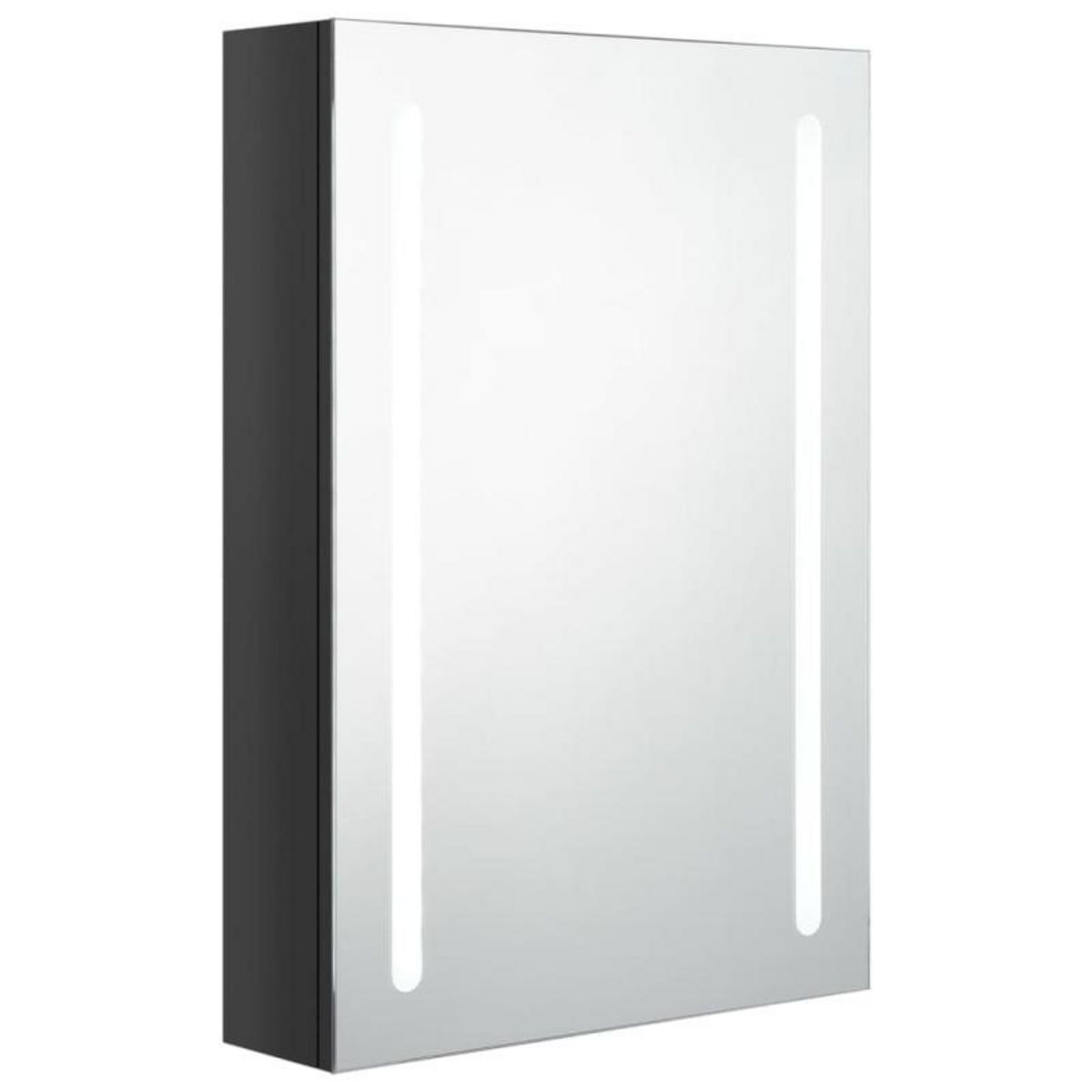 VIDAXL Armoire de salle de bain à miroir LED noir brillant 50x13x70 cm