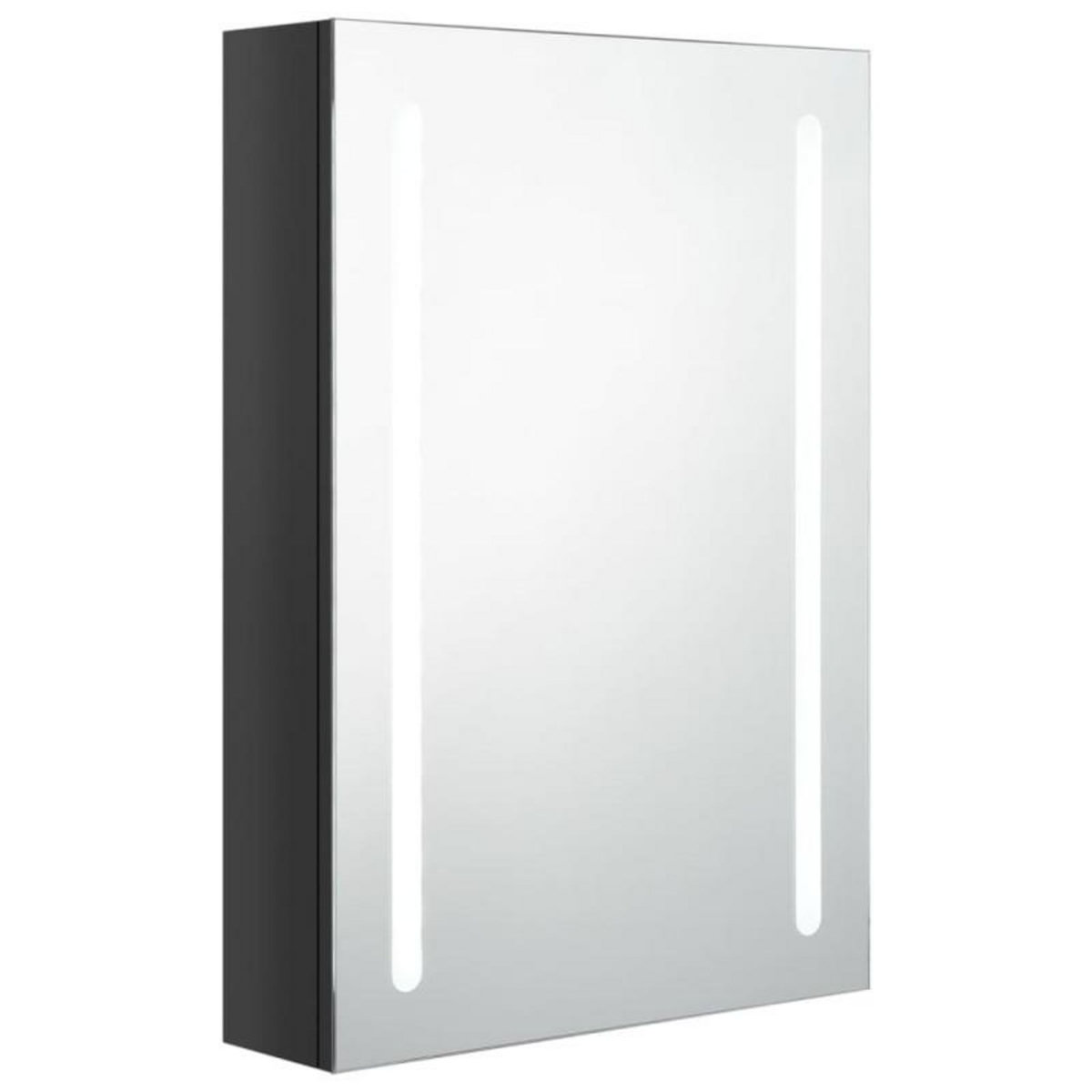VIDAXL Armoire de salle de bain à miroir LED noir brillant 50x13x70 cm
