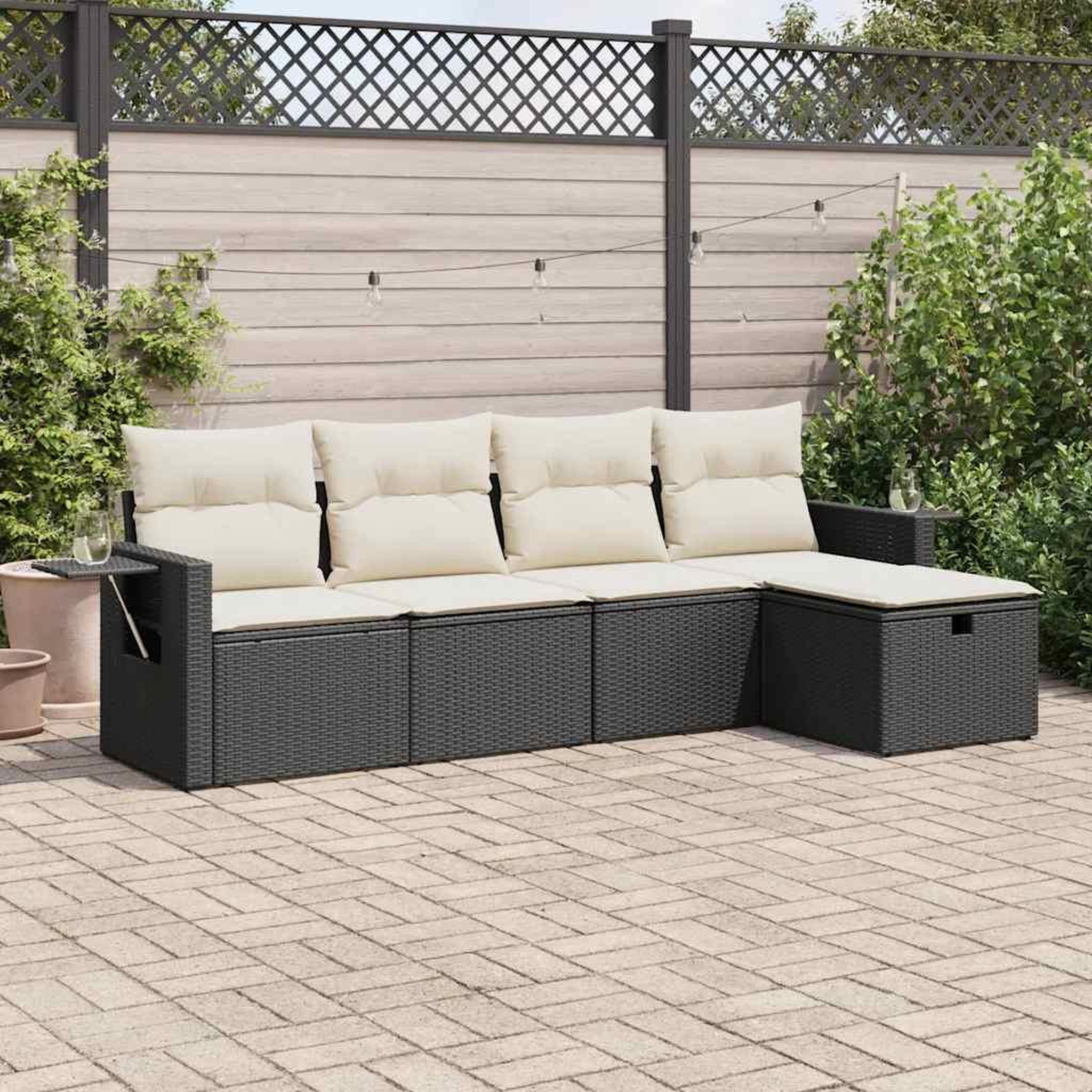 VIDAXL Salon de jardin 5 pcs avec coussins noir resine tressee