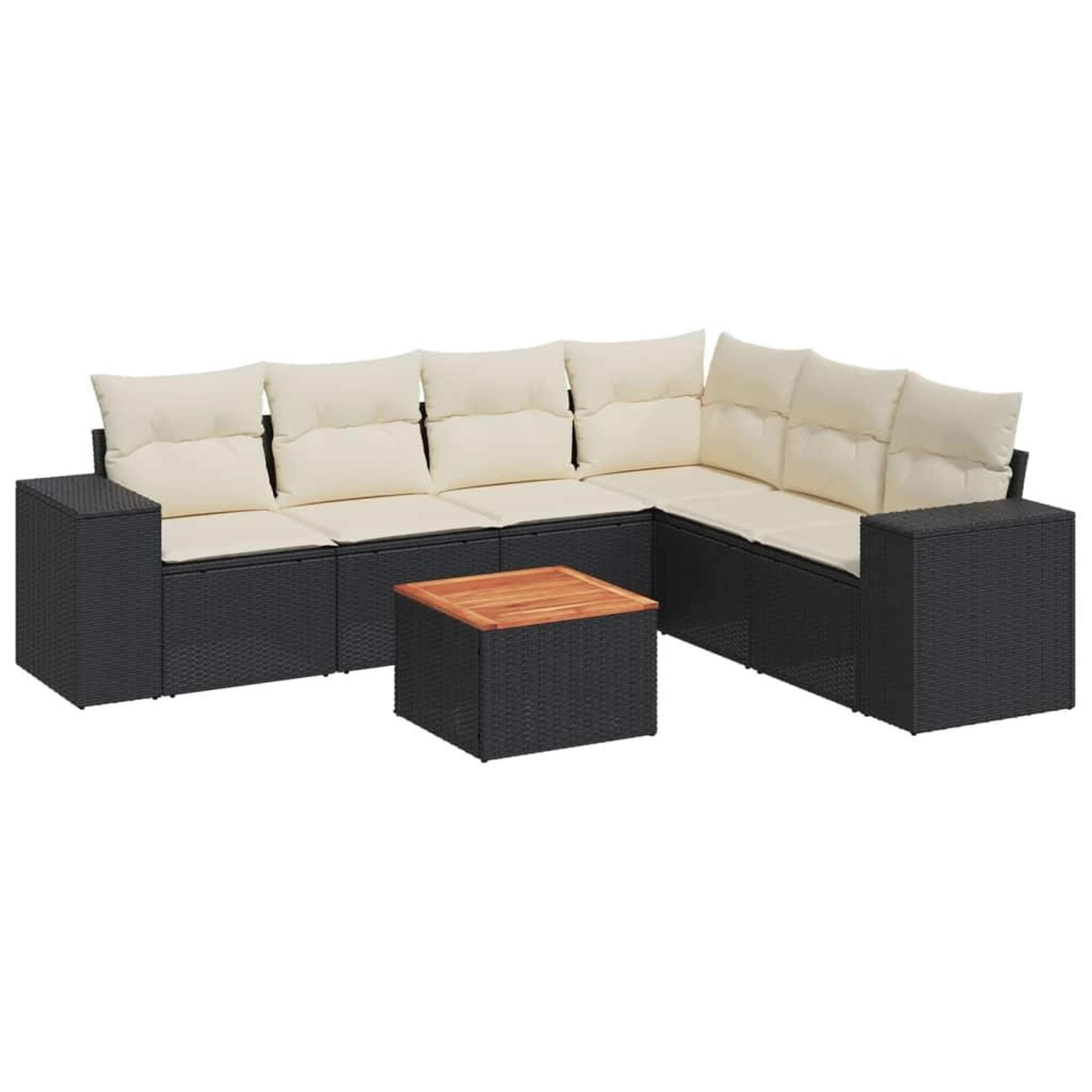 Voir la diapositive 2 : VIDAXL Salon de jardin 7 pcs avec coussins noir resine tressee