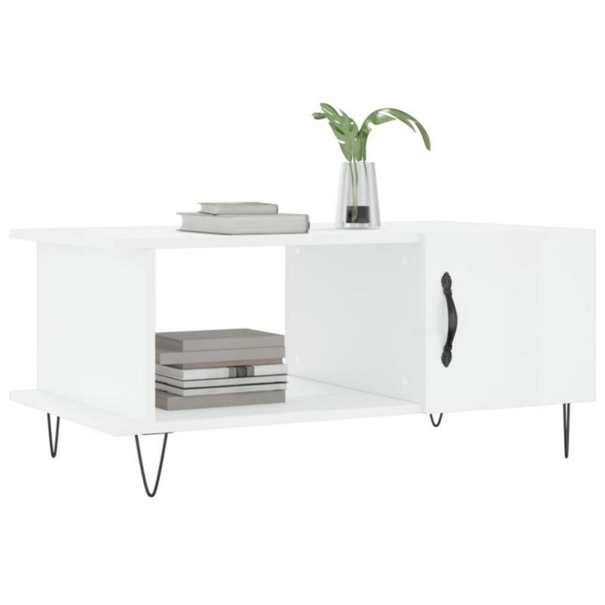 VIDAXL Table basse Blanc brillant 90x50x40 cm Bois d ingénierie