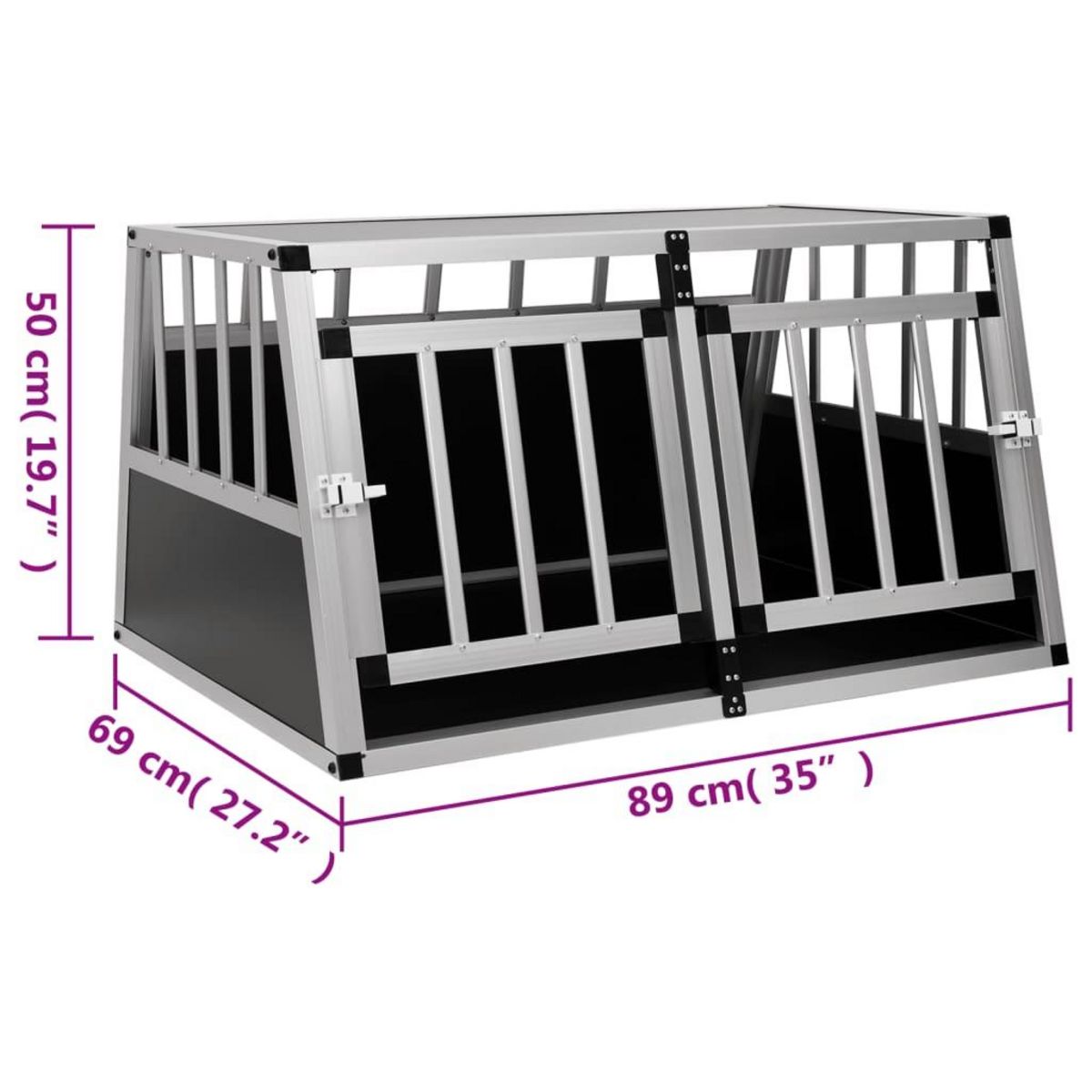 VIDAXL Cage pour chien a double porte 89 x 69 x 50 cm