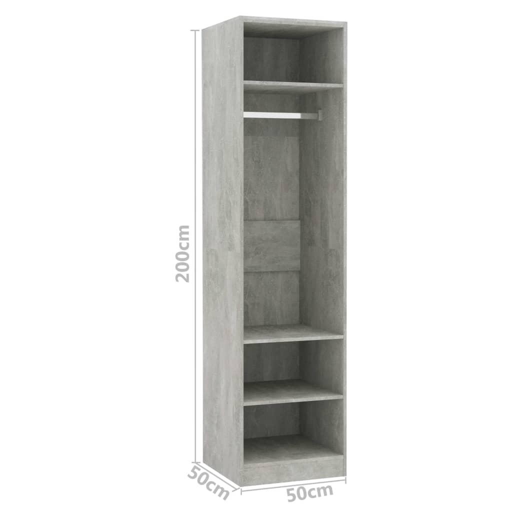Voir la diapositive 6 : VIDAXL Garde-robe Gris beton 50x50x200 cm Bois d'ingenierie