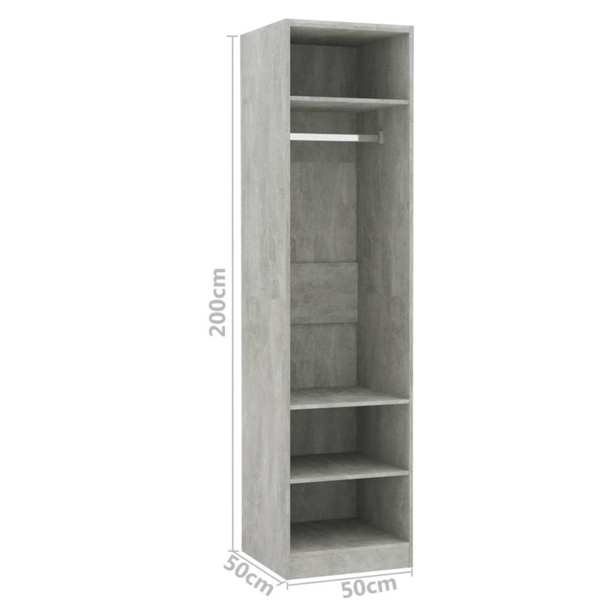 VIDAXL Garde-robe Gris beton 50x50x200 cm Bois d'ingenierie