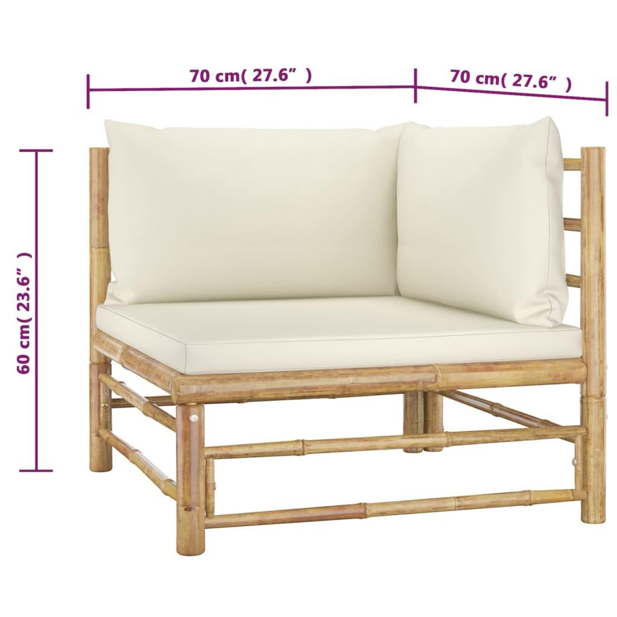 Voir la diapositive 6 : VIDAXL Salon de jardin 2 pcs avec coussins blanc creme bambou
