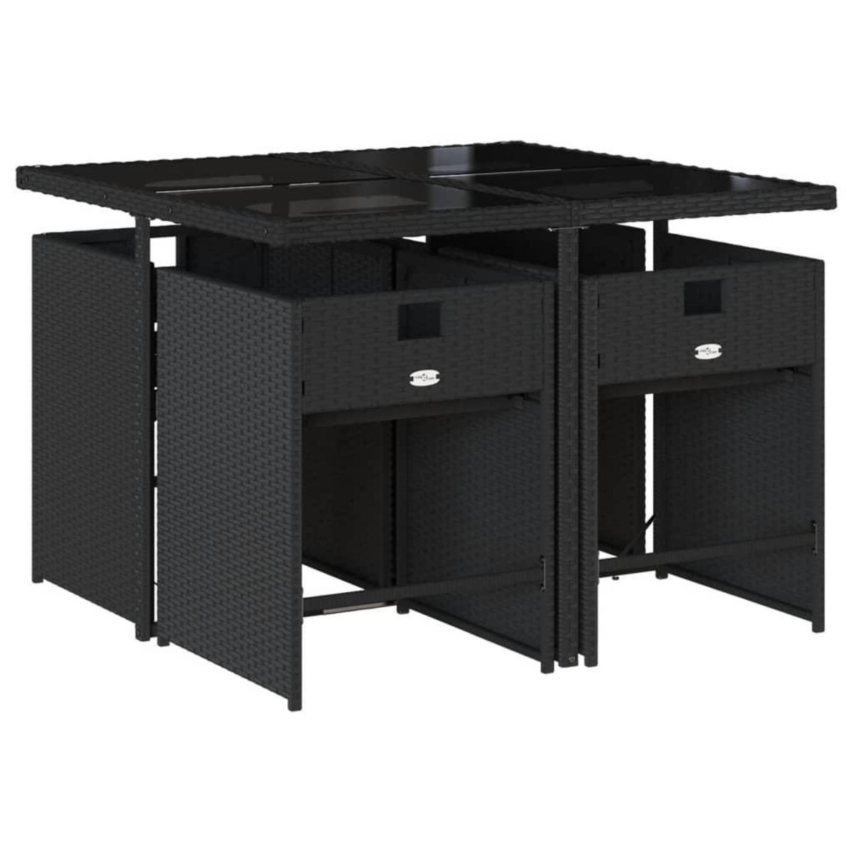 VIDAXL Ensemble a manger de jardin coussins 5pcs Noir Resine tressee