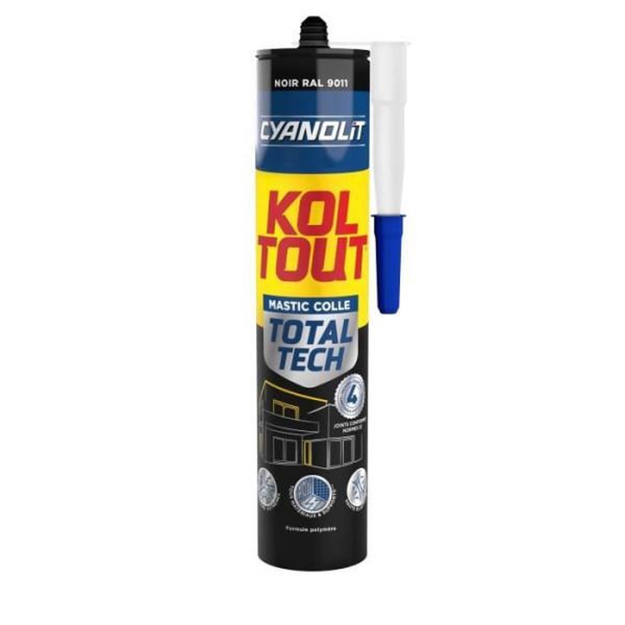 CYANOLIT Colle de fixation et d'étanchéité - CYANOLIT - Total tech - Noir - Cartouche 290 ml - Polyvalente - Haute résistance et flex
