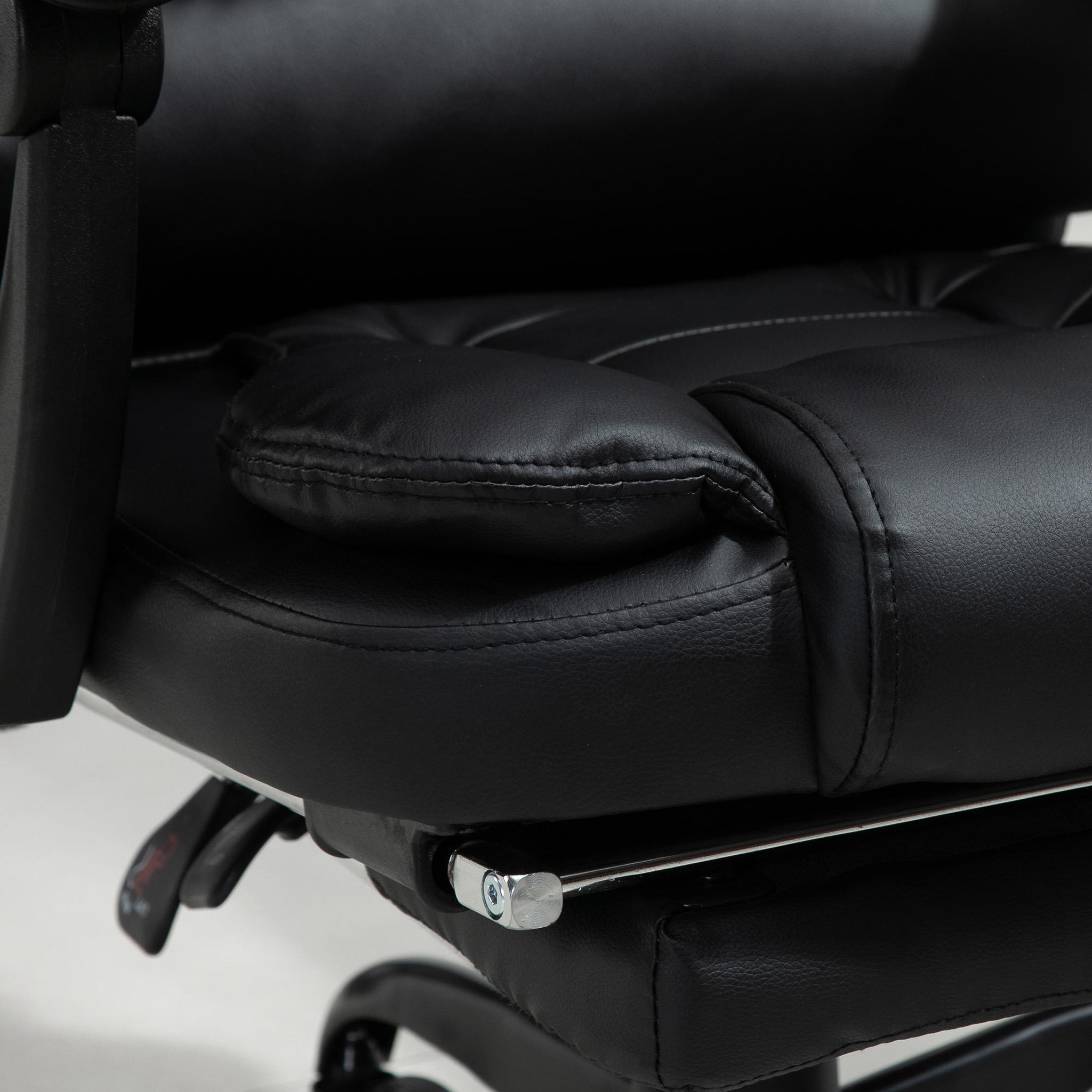 Voir la diapositive 4 : VINSETTO Vinsetto Fauteuil de bureau direction massant hauteur réglable dossier inclinable repose-pied + coussin lombaires intégrés revêtement synthétique noir