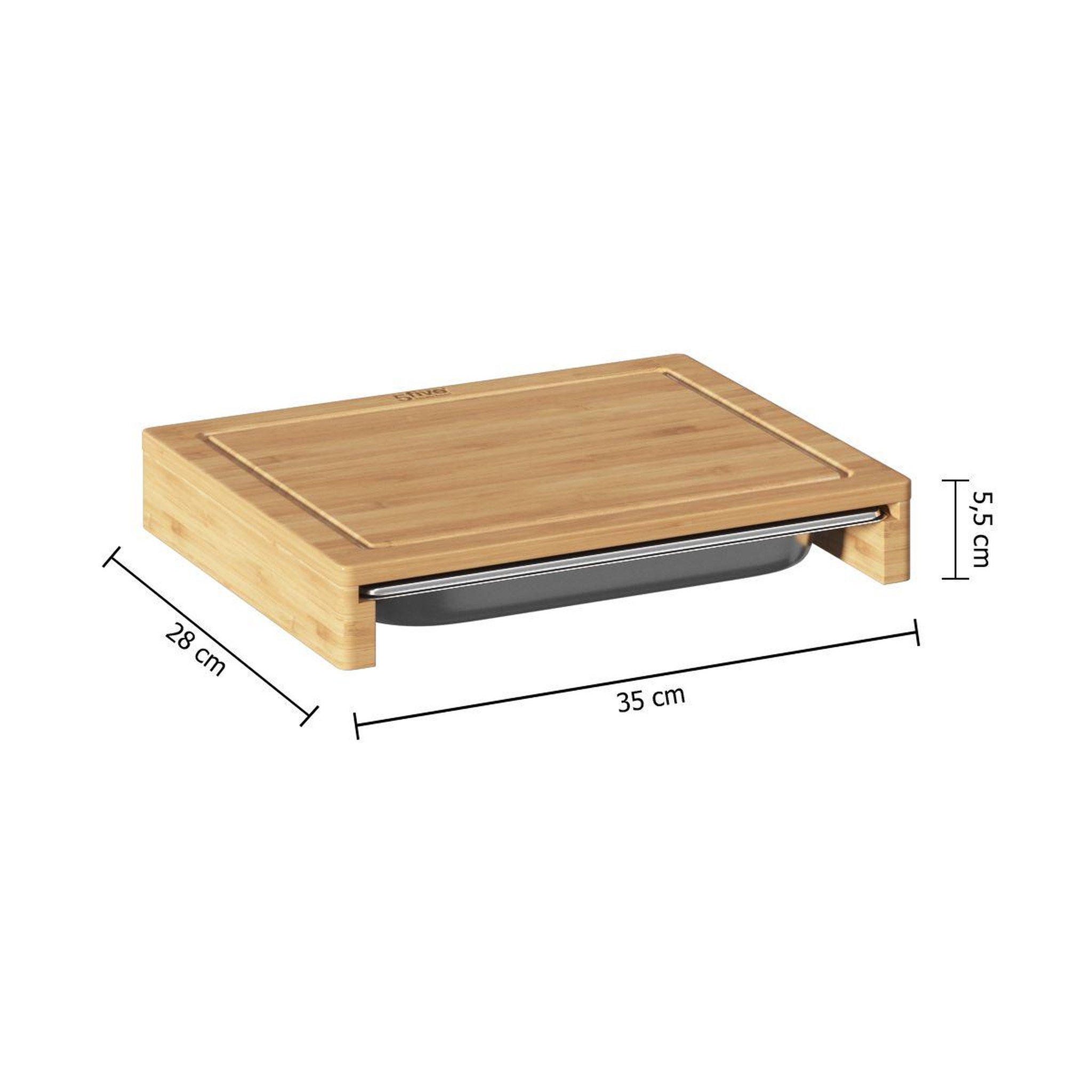 Voir la diapositive 5 : FIVE Planche à découper à découper 35x28 cm bambou avec bac réc