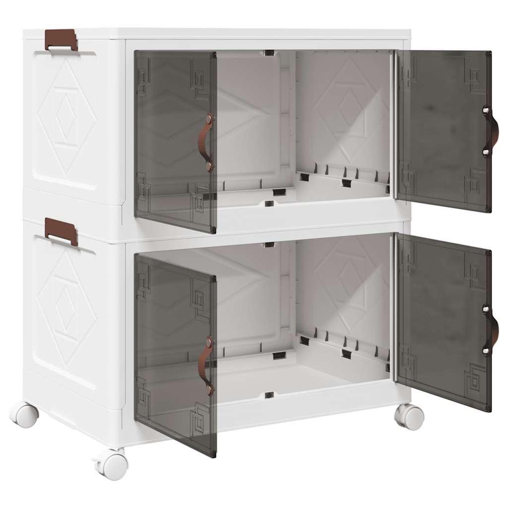 Voir la diapositive 5 : VIDAXL Boîte de rangement empilable avec roues a 2 niveaux 75 L