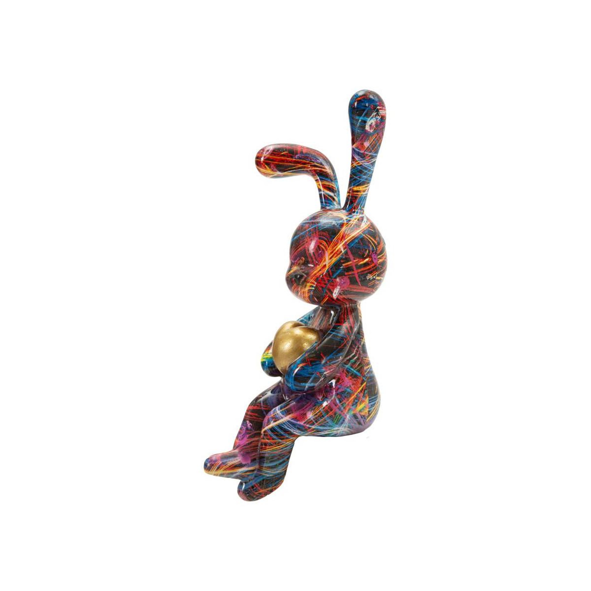 Paris Prix Lapin cœur en résine  psyco  23cm multicolore