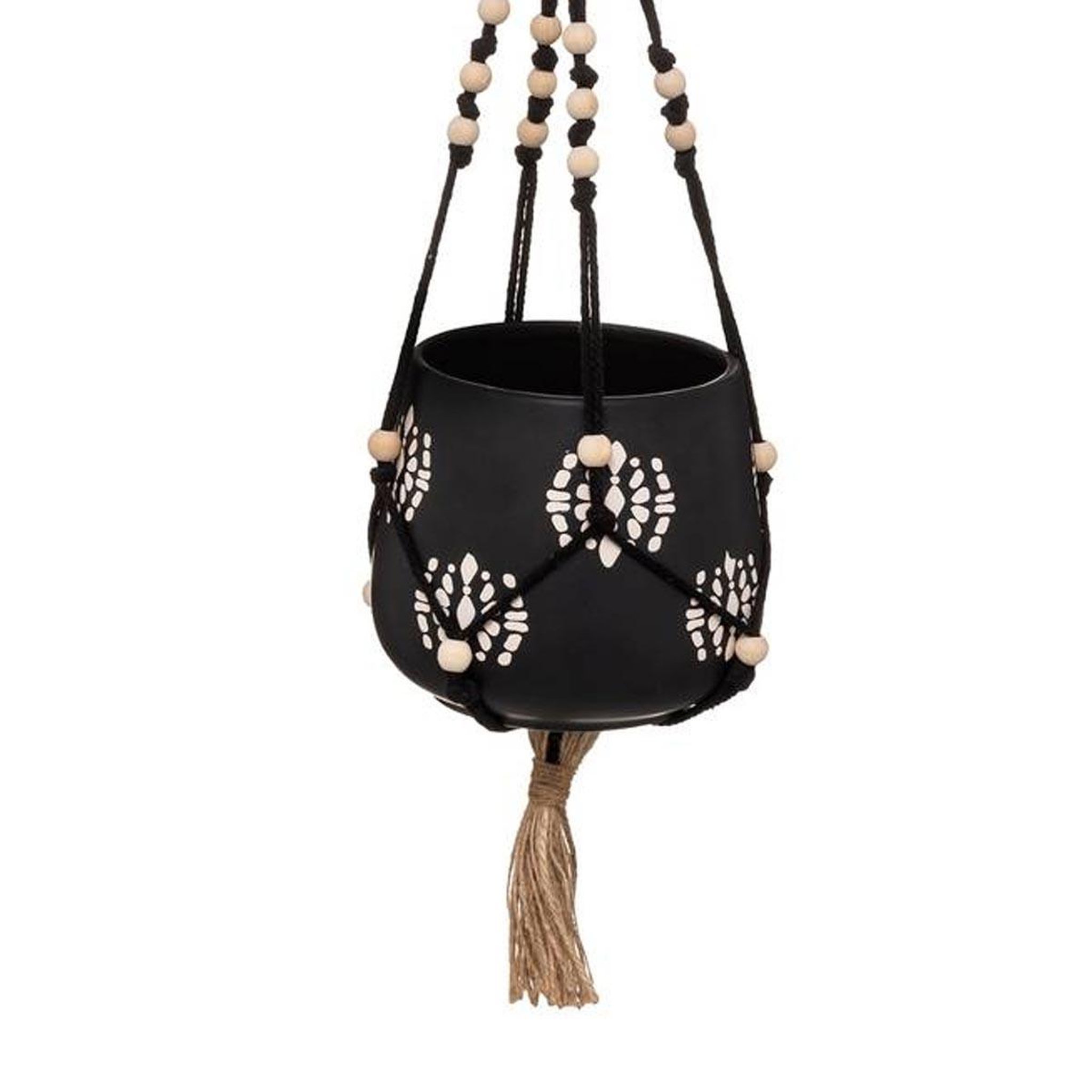 Voir la diapositive 2 : ATMOSPHERA Cache-pot suspendu  tropique australe  55cm noir