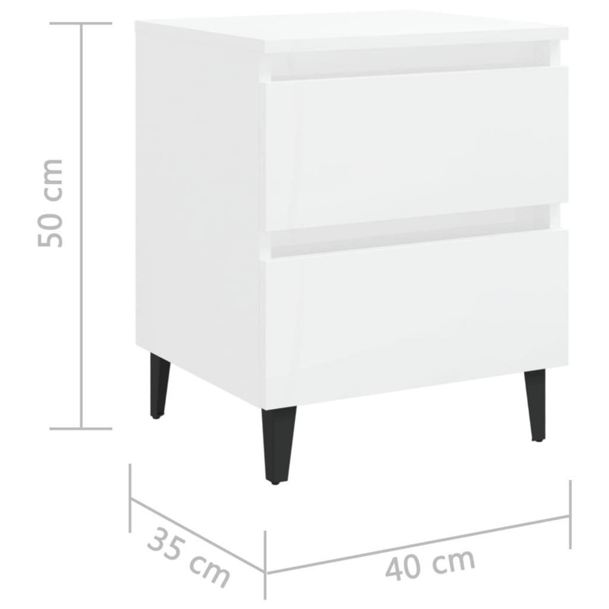 VIDAXL Tables de chevet 2 pcs blanc brillant bois d'ingenierie