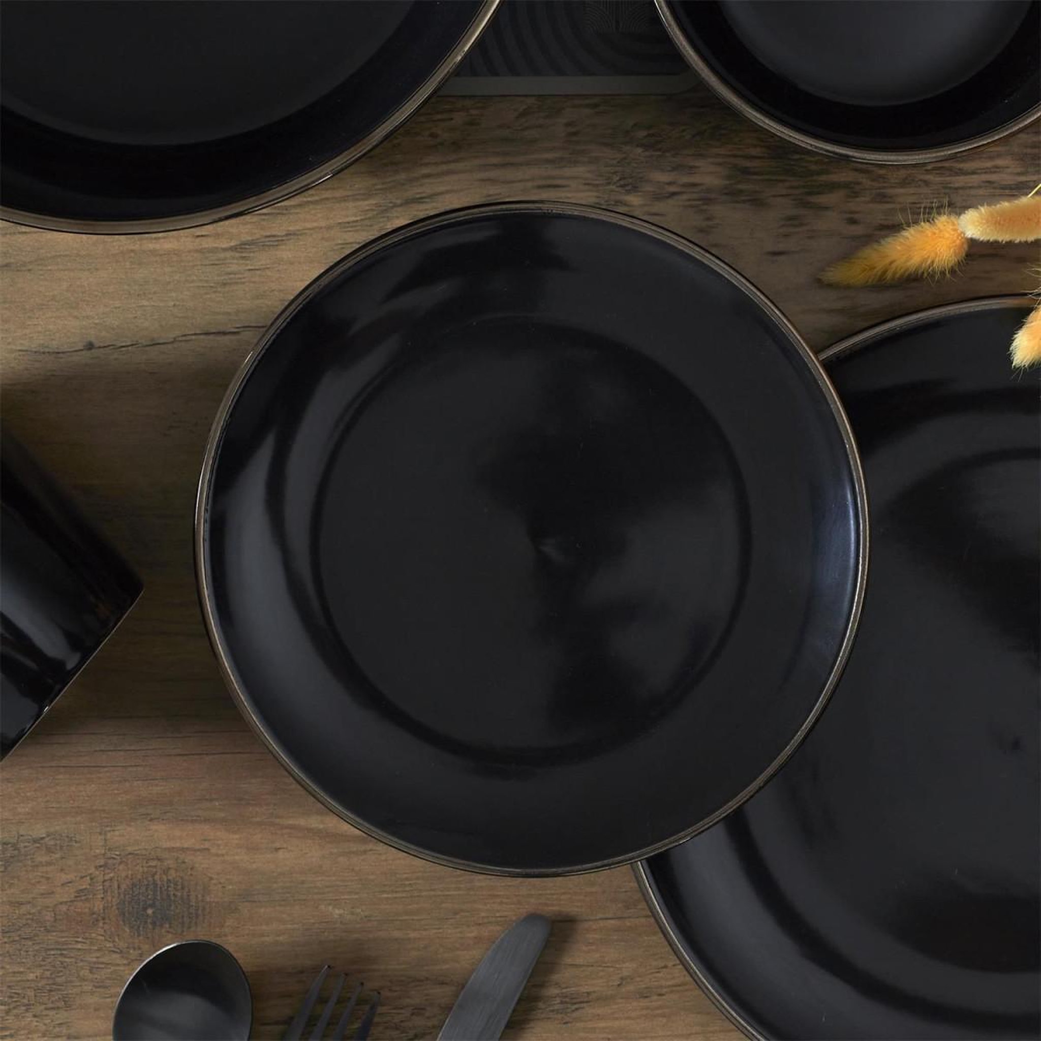 Voir la diapositive 2 : The Home Deco Factory Lot de 6 assiettes à dessert  lounge  20cm noir