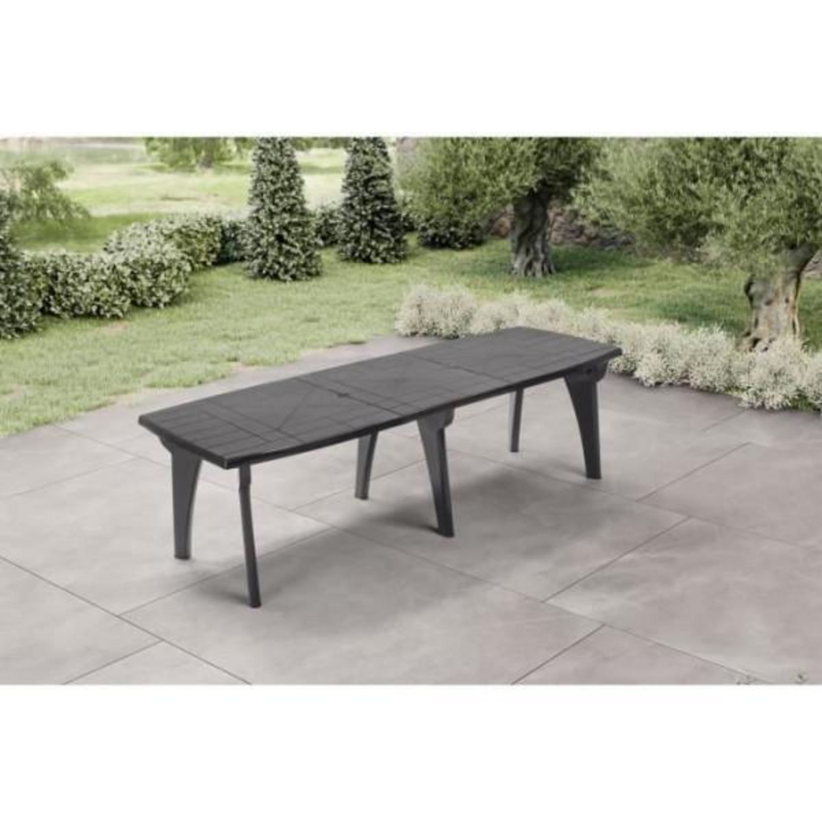 MARKET24 Table de jardin pliante Lipari 2 - 8 a 10 places - Gris anthracite - Polypropylene