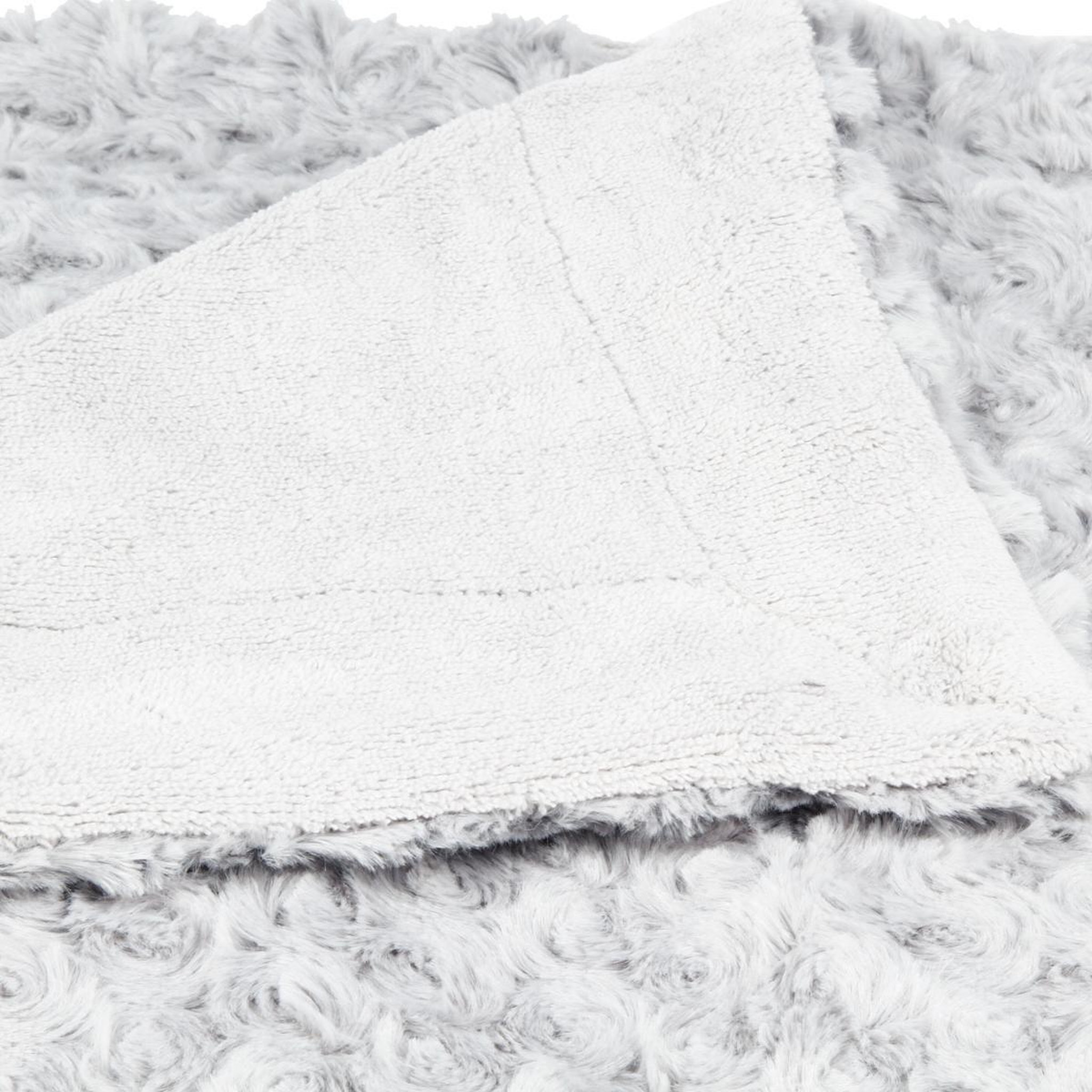 Voir la diapositive 2 : ATMOSPHERA Plaid Imitation Fourrure  Bouclée  180x230cm Gris Clair