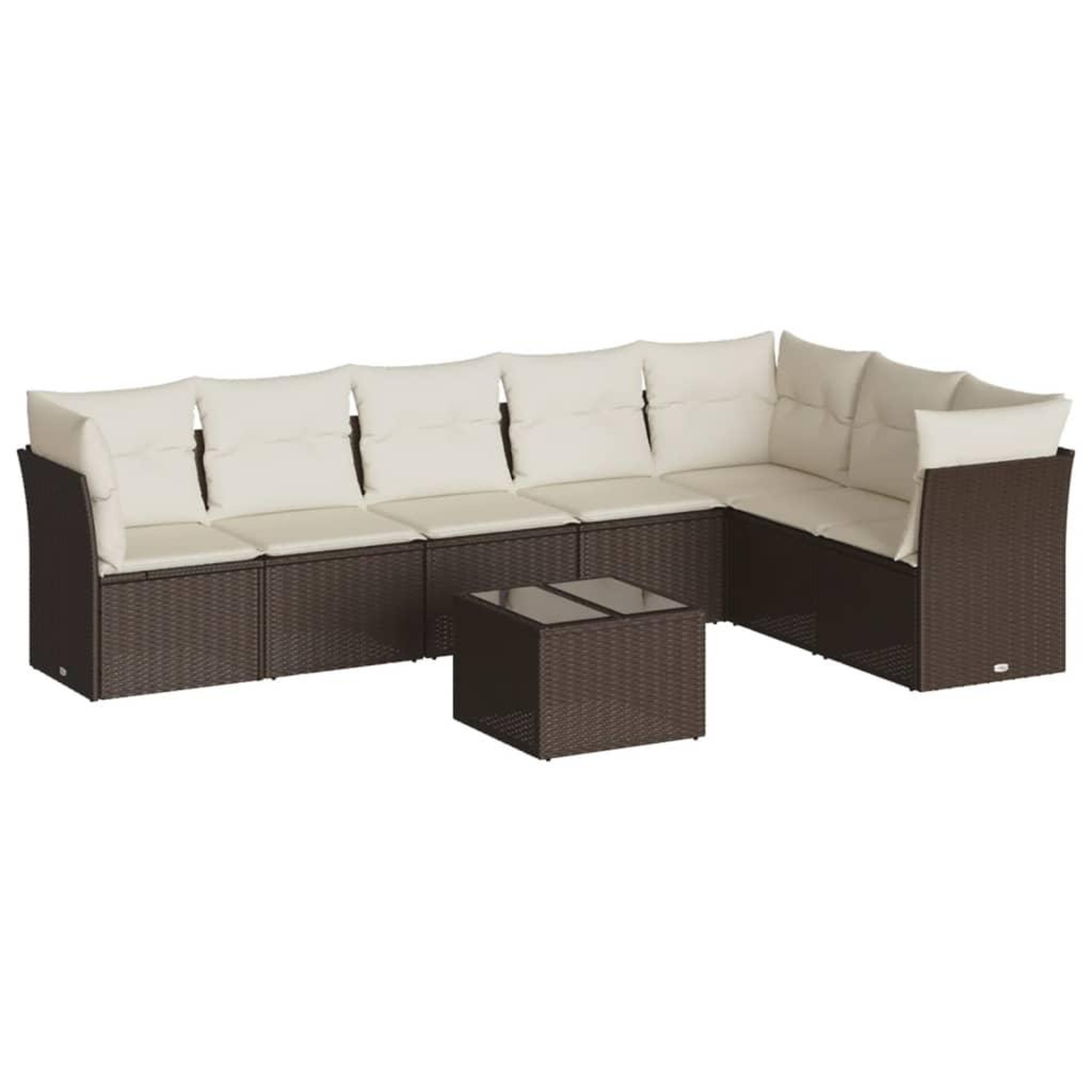 Voir la diapositive 2 : VIDAXL Salon de jardin 8 pcs avec coussins marron resine tressee