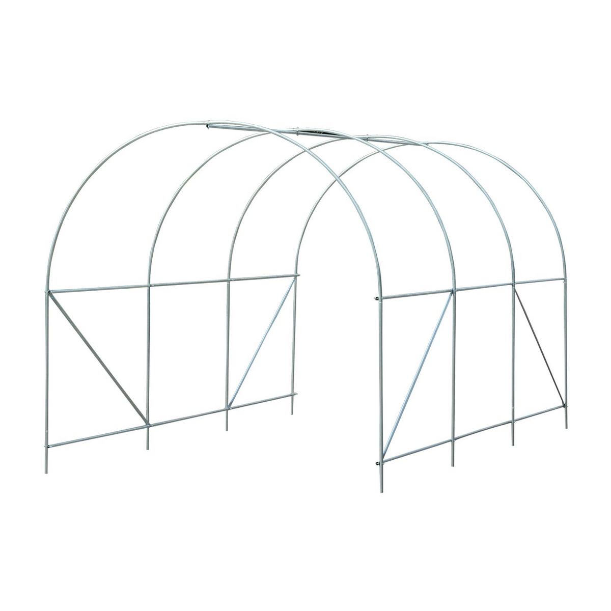 OUTSUNNY Serre de jardin tunnel surface sol 7 m² 3,5L x 2l x 2H m châssis tubulaire renforcé 18 mm 6 fenêtres blanc