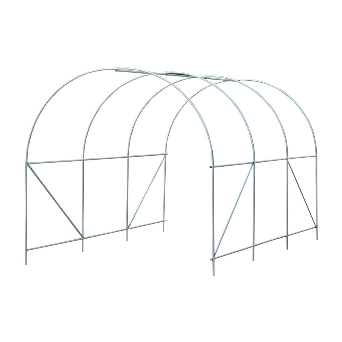 OUTSUNNY Serre de jardin tunnel surface sol 7 m² 3,5L x 2l x 2H m châssis tubulaire renforcé 18 mm 6 fenêtres blanc