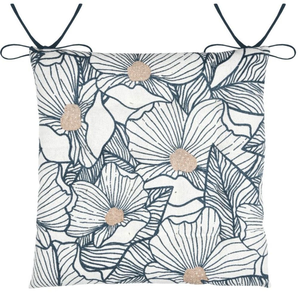 STOF Lot de 4 galettes de chaise à nouettes coloris bleu