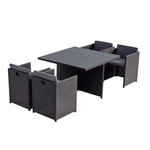 CONCEPT USINE Table et chaises 4 places encastrables alu et résin noir-gris SUNSET