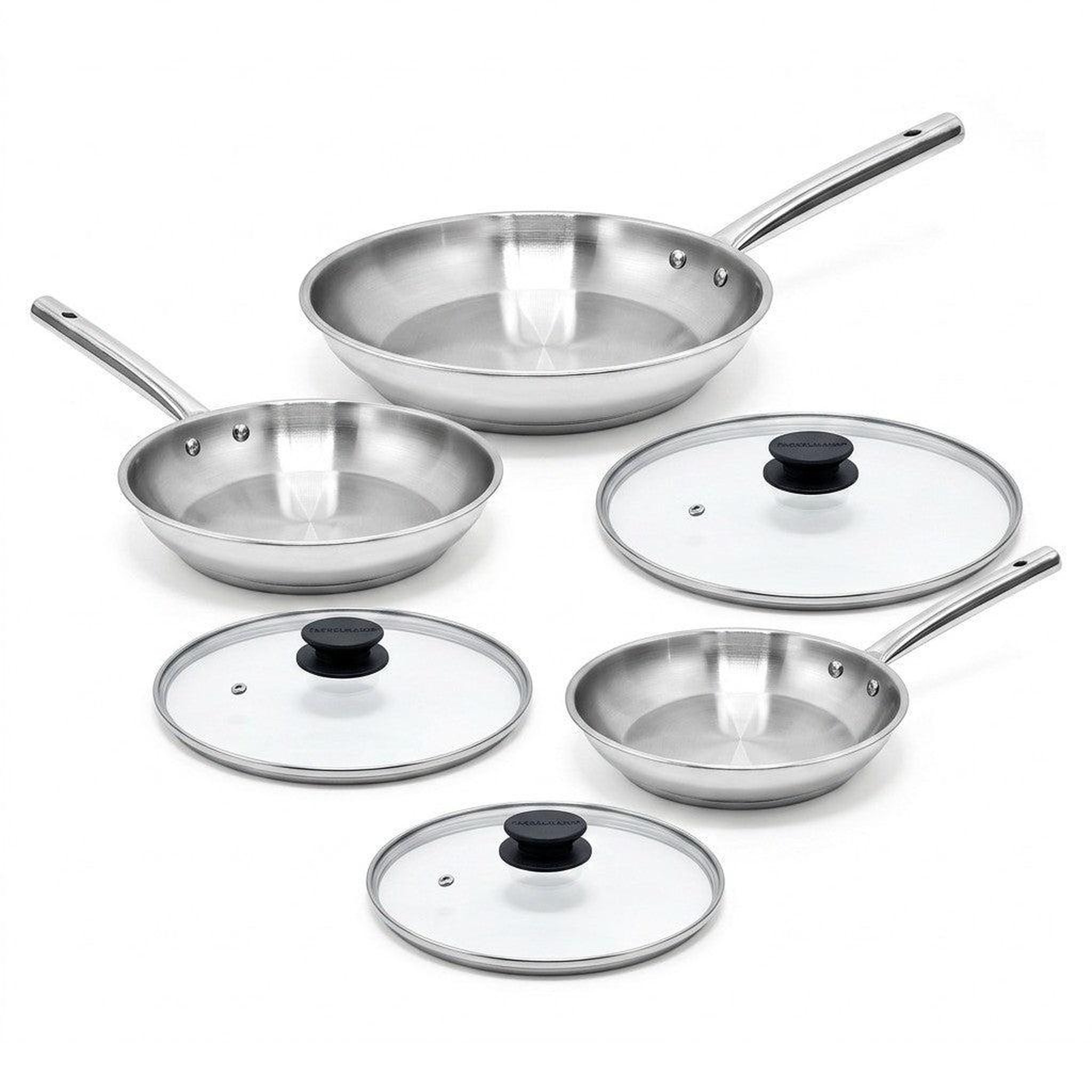 Fackelmann Lot de 3 poêles à frire 20, 24 et 28 cm et 3 couvercles en verre fackelmann rhona