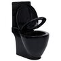 VIDAXL Toilette en ceramique Ronde Ecoulement d'eau au fond Noir