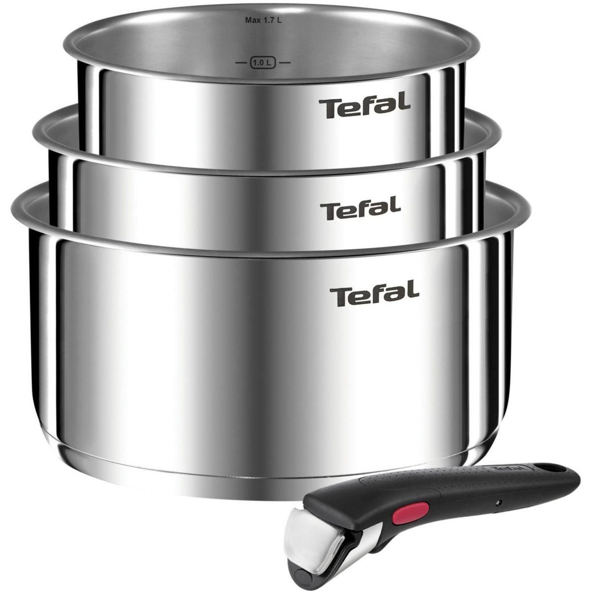 TEFAL Batterie de cuisine 3 casseroles avec 1 poignée