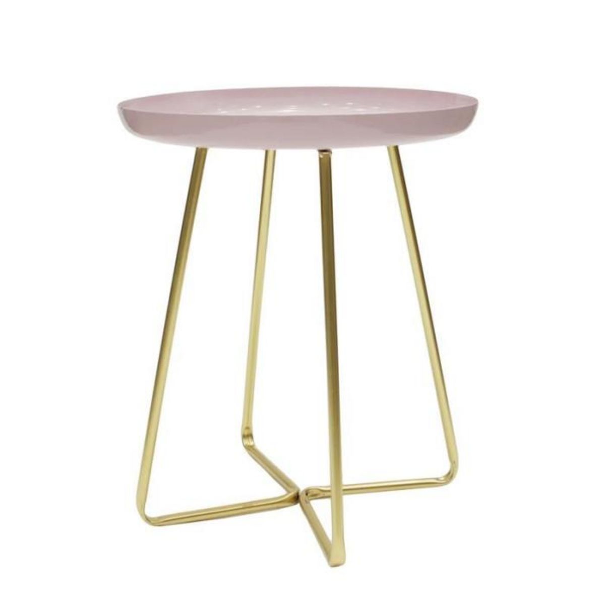 Paris Prix Table d'Appoint Ronde  Glossy  48cm Rose