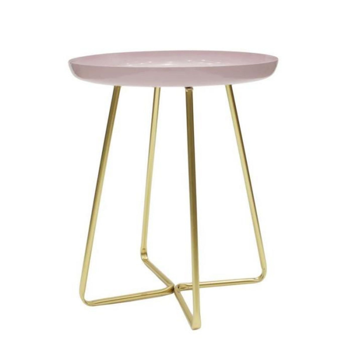 Paris Prix Table d'Appoint Ronde  Glossy  48cm Rose