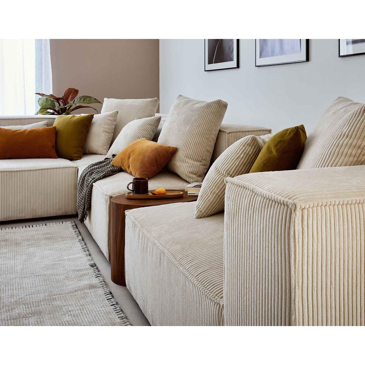 LISA DESIGN Colombine - canapé modulable d'angle gauche - 6 places - en velours côtelé