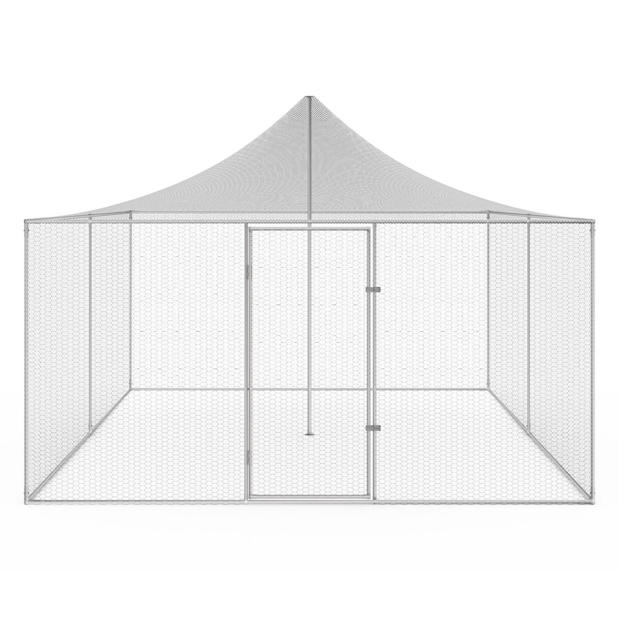 Voir la diapositive 3 : ID MARKET Volière 12m² parc grillagé 3x4 m enclos poulailler pour animaux de basse cour