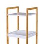 Voir la diapositive 6 : HOMCOM Etagère en bambou de salle de bain étagère debout 3 paniers + 2 étagères dim. 32L x 30l x 130H cm beige blanc
