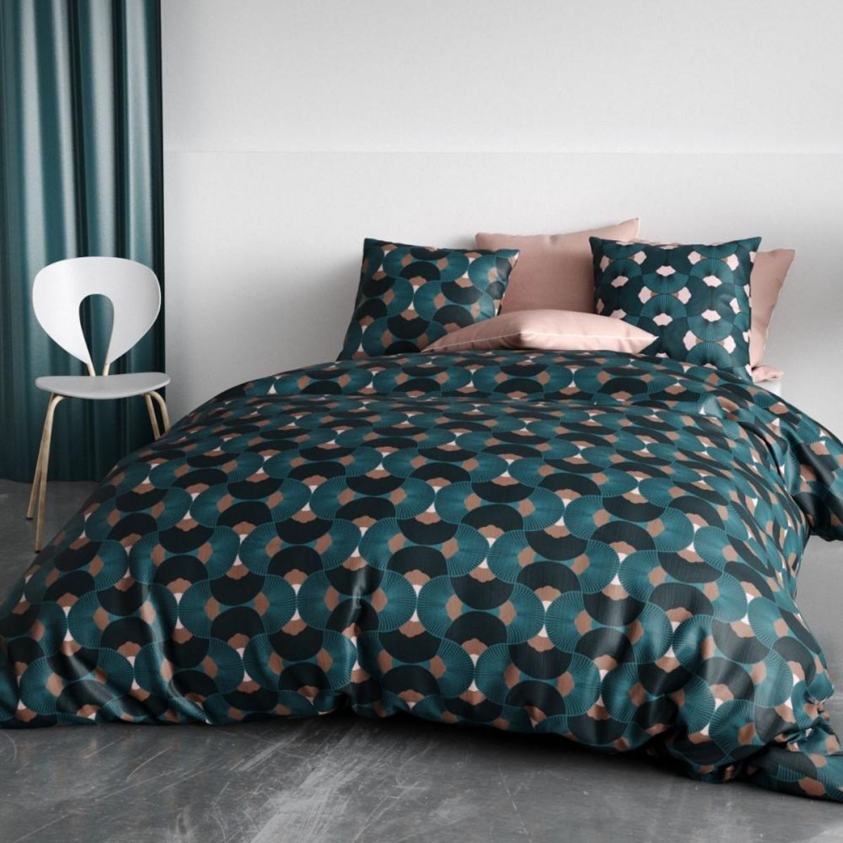 ATELIER DU COTON Housse de couette 240x220 GREEK + 2 taies coton 57 fils