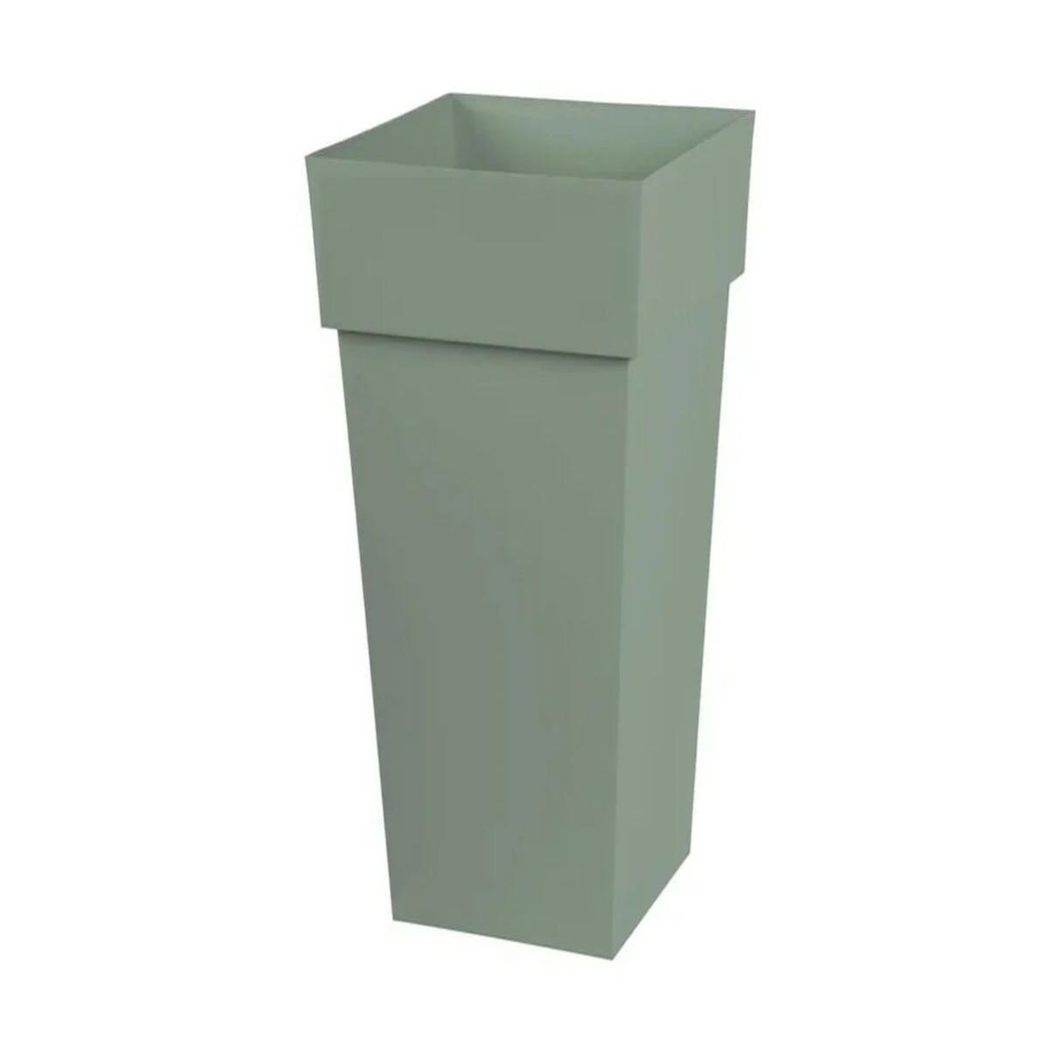 Eda Pot de fleur carré Toscane 43 x H.80 cm - Vert laurier - Eda