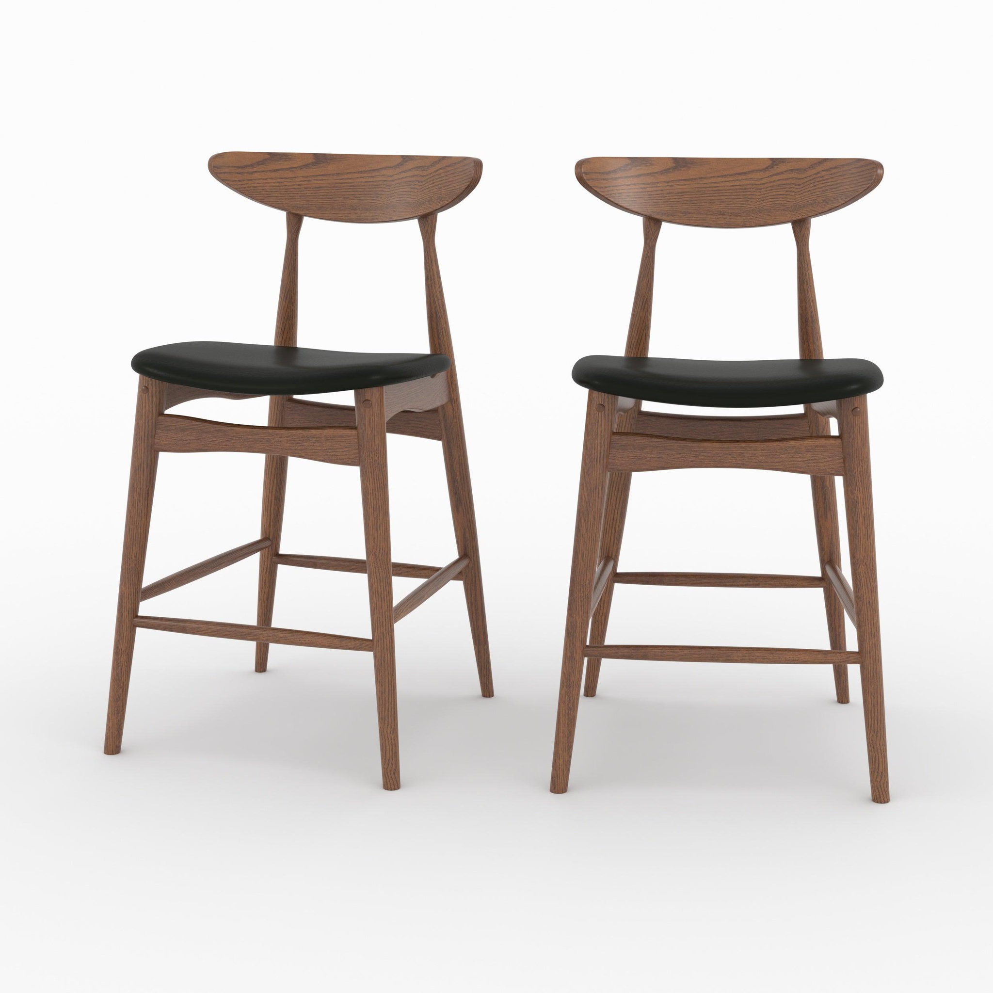 MAISON PAVANE Lot de 2 chaises pour ilot central 63,5 cm en cuir synthétique noir -josette