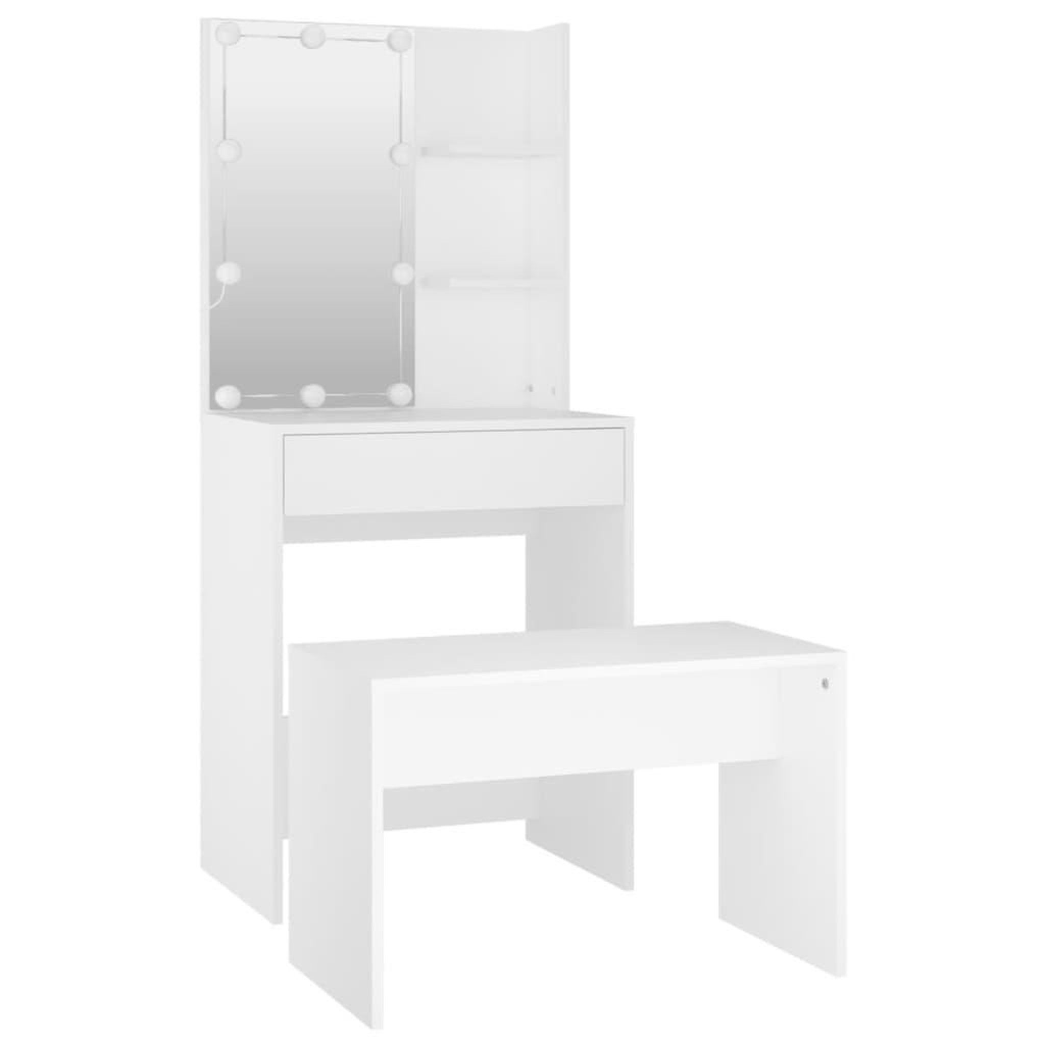 Voir la diapositive 5 : VIDAXL Ensemble de coiffeuse avec LED Blanc Bois d'ingenierie