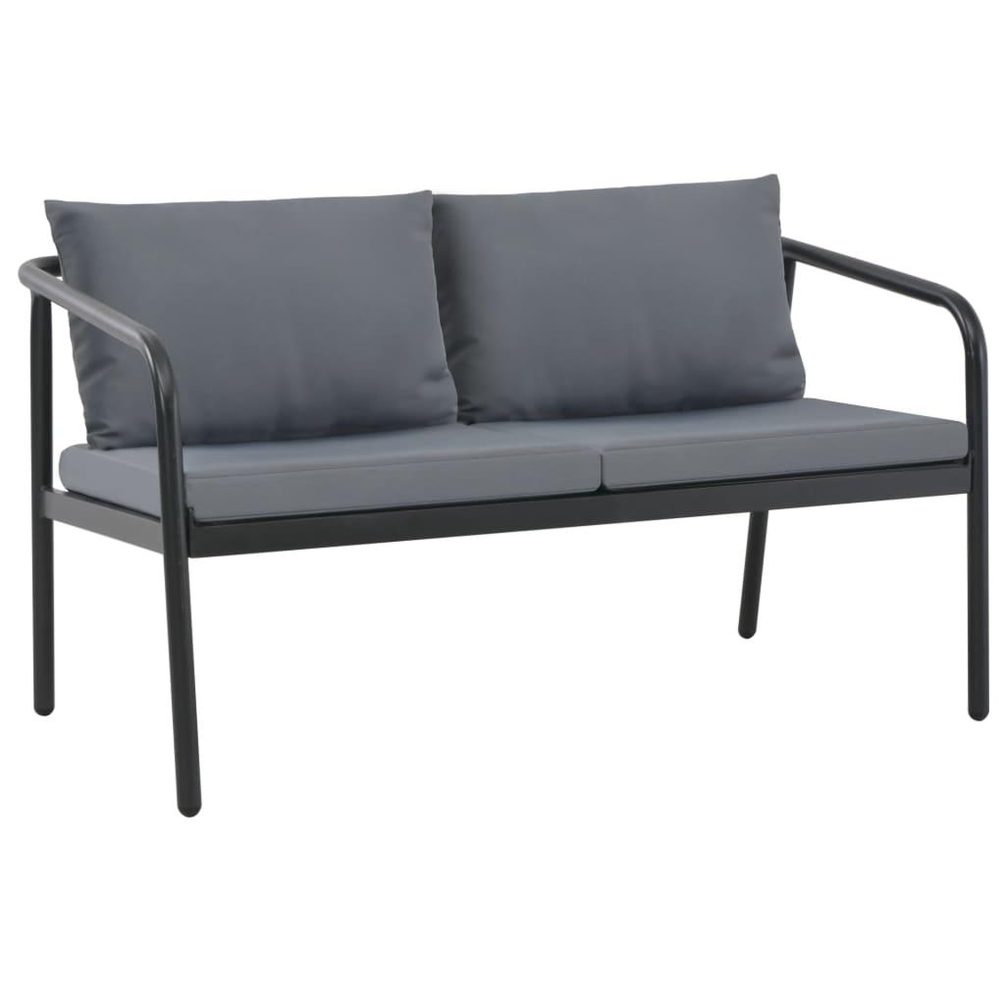 VIDAXL Canape de jardin a 2 places avec coussins Gris Aluminium