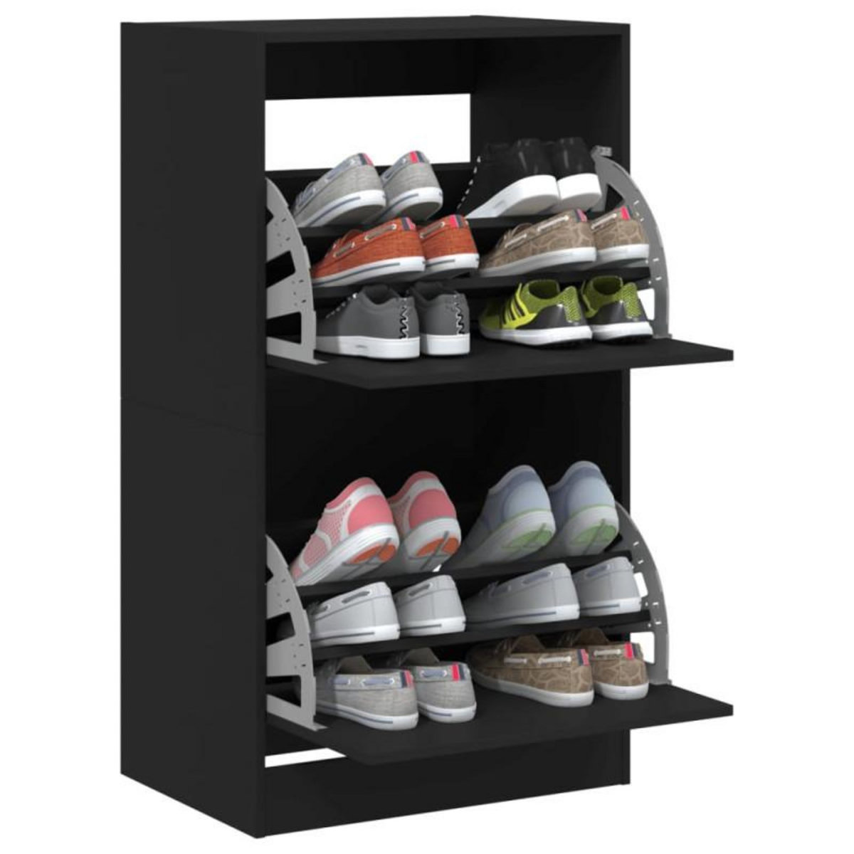 VIDAXL Armoire à chaussures 2 tiroirs rabattables noir 60x42x108 cm