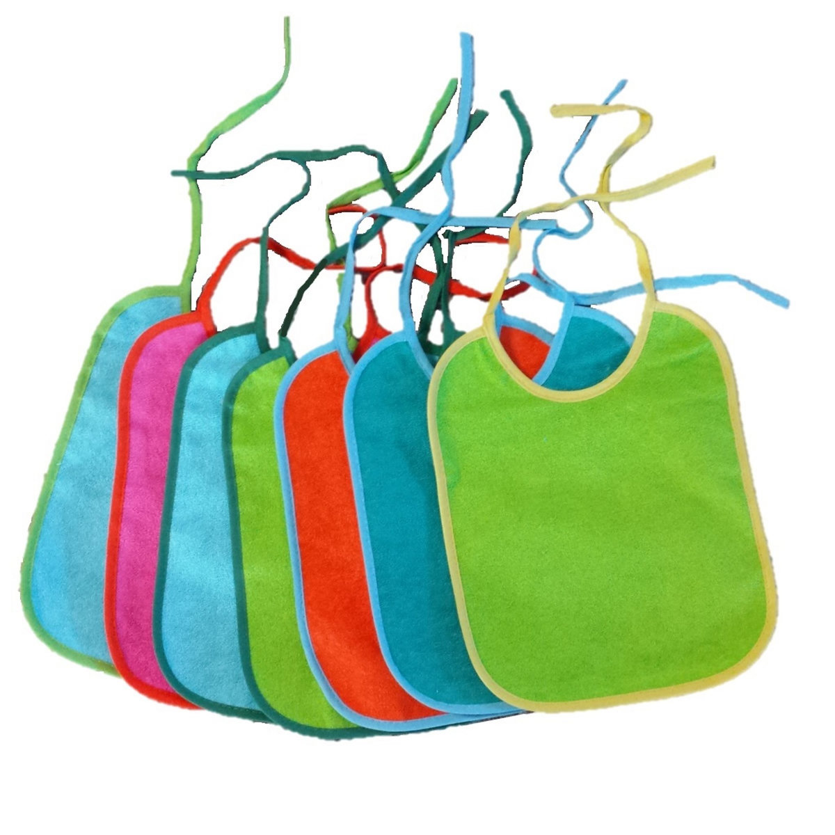 Lot de 7 bavoirs à lacet doublés