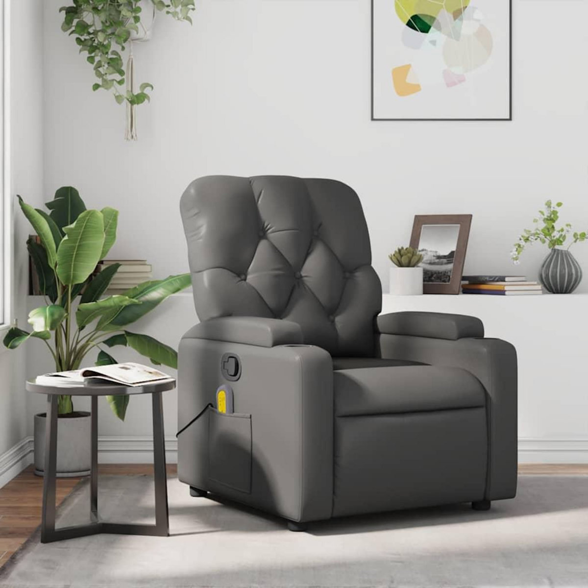 VIDAXL Fauteuil de massage inclinable Gris Similicuir