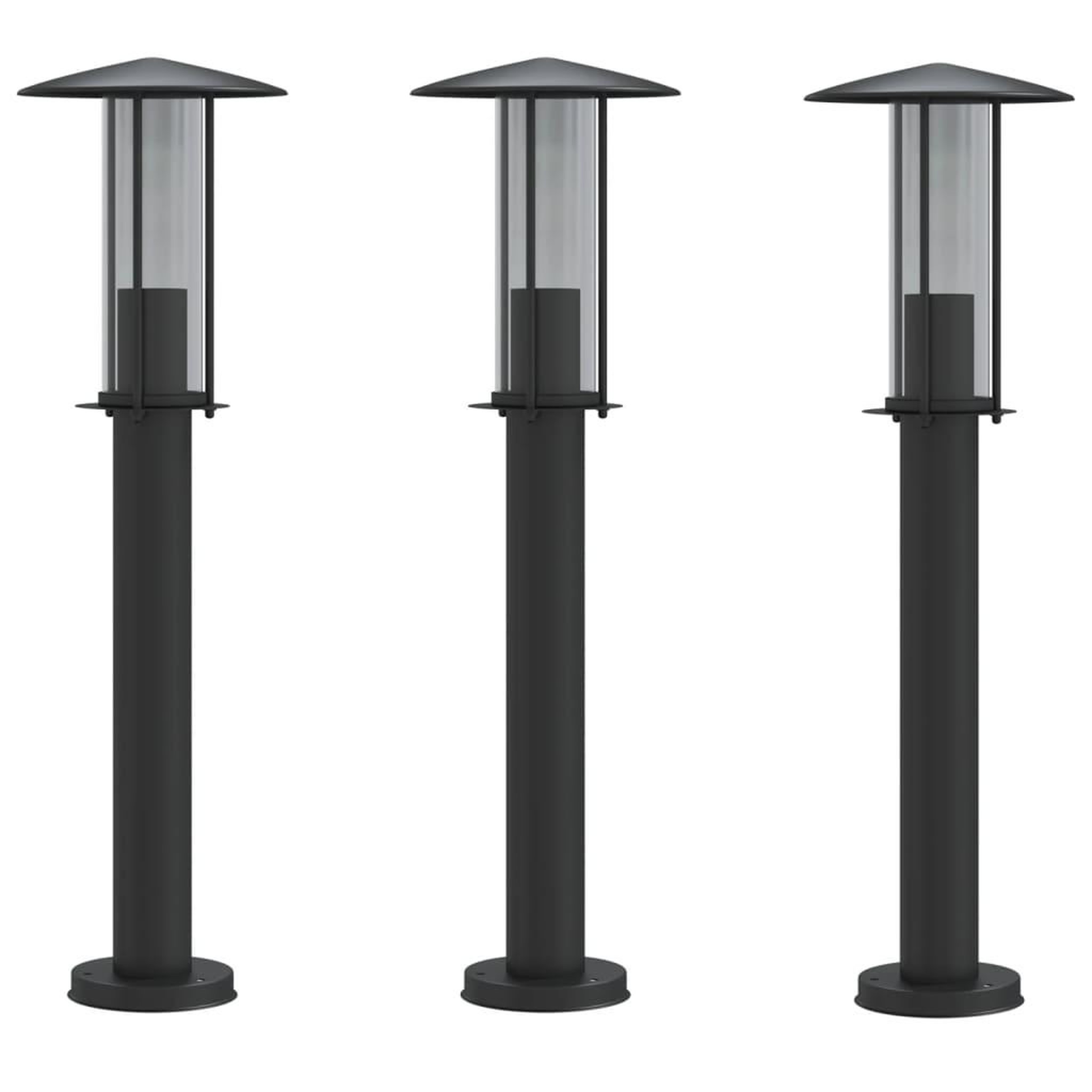 Voir la diapositive 2 : VIDAXL Lampadaires d'exterieur 3 pcs noir 60 cm acier inoxydable