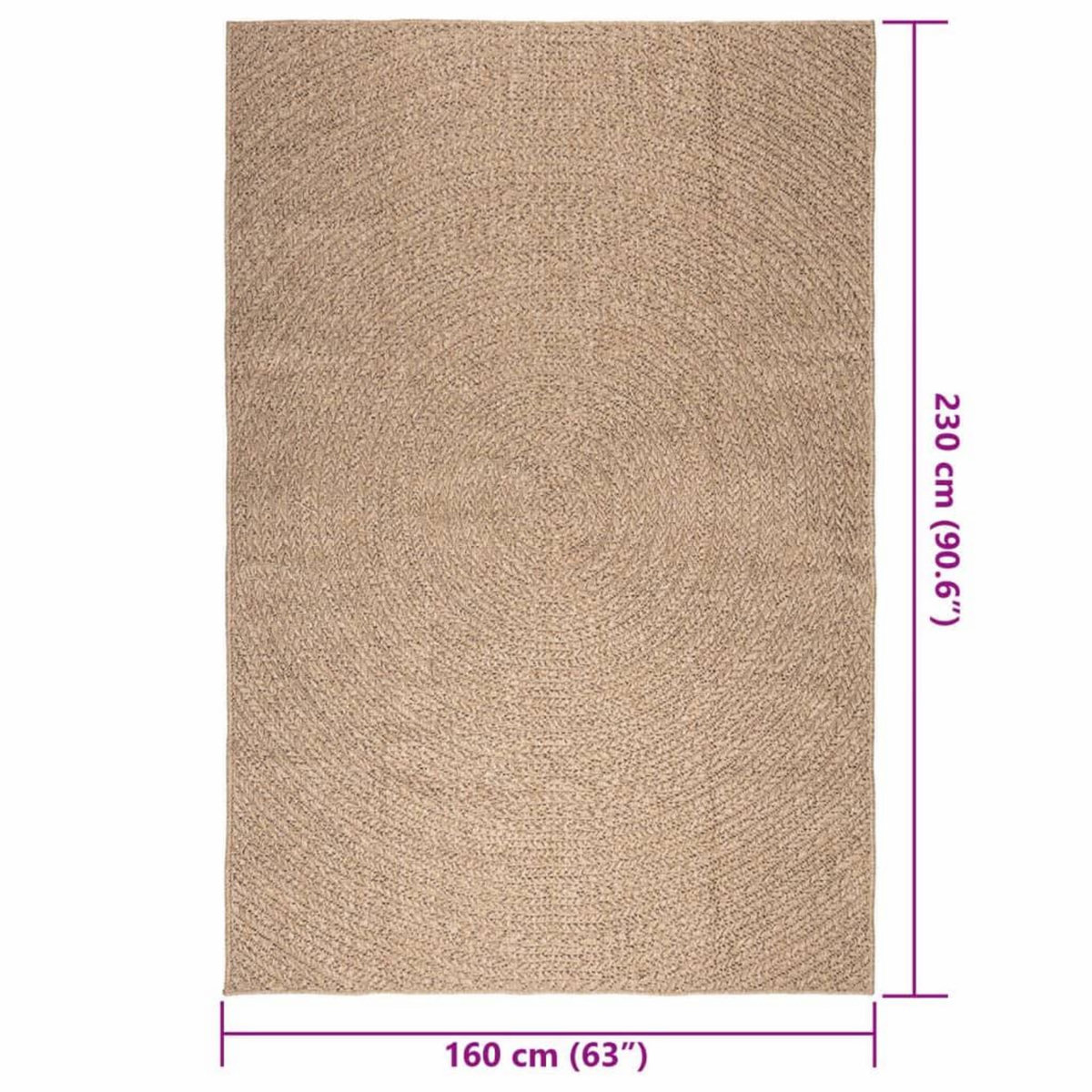 VIDAXL Tapis ZIZUR 160x230 cm aspect de jute interieur et exterieur